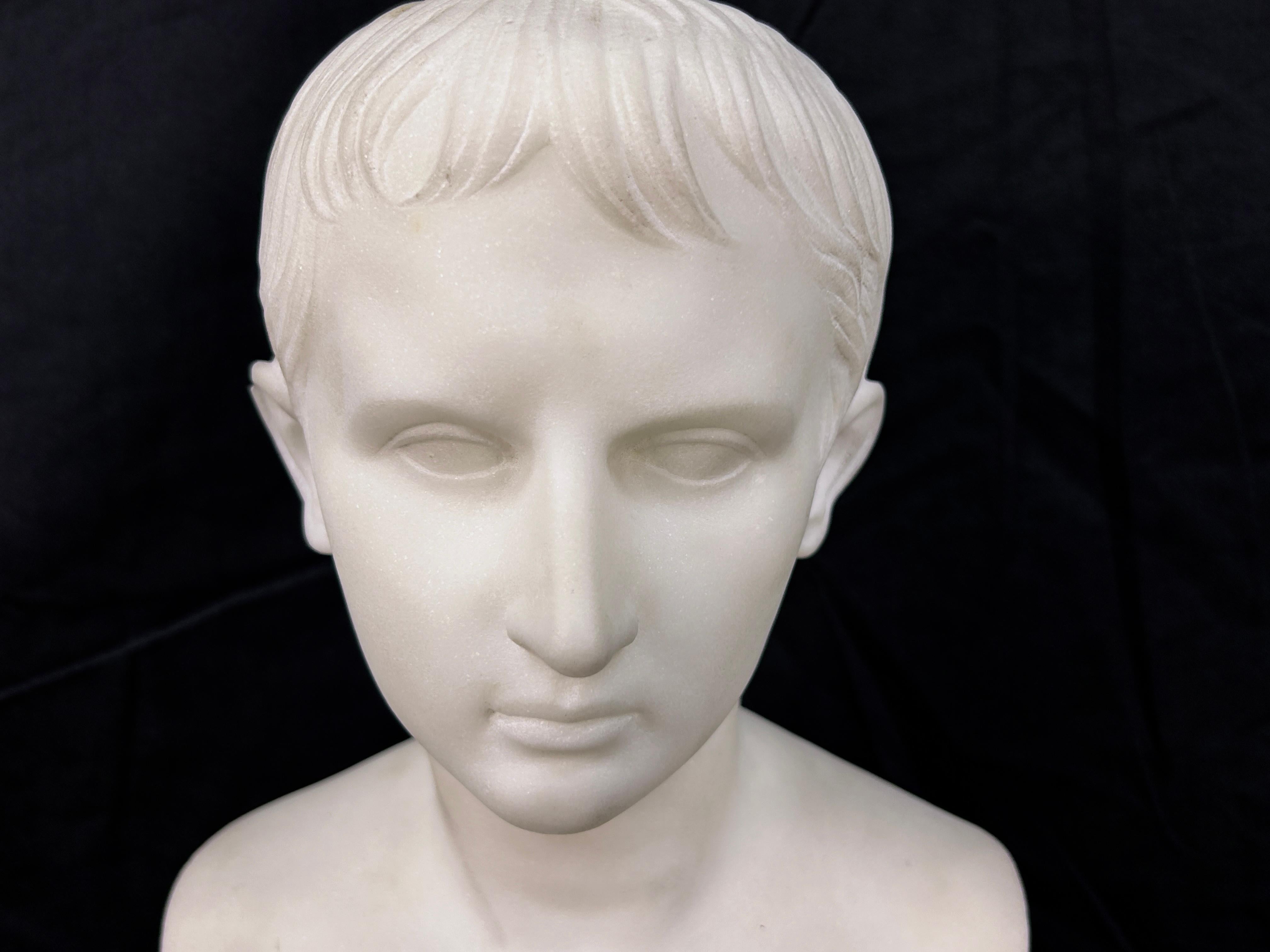 Marble 19th Century Italian Grand Tour Augustus Caesar Bust By Antonio Frilli For Sale