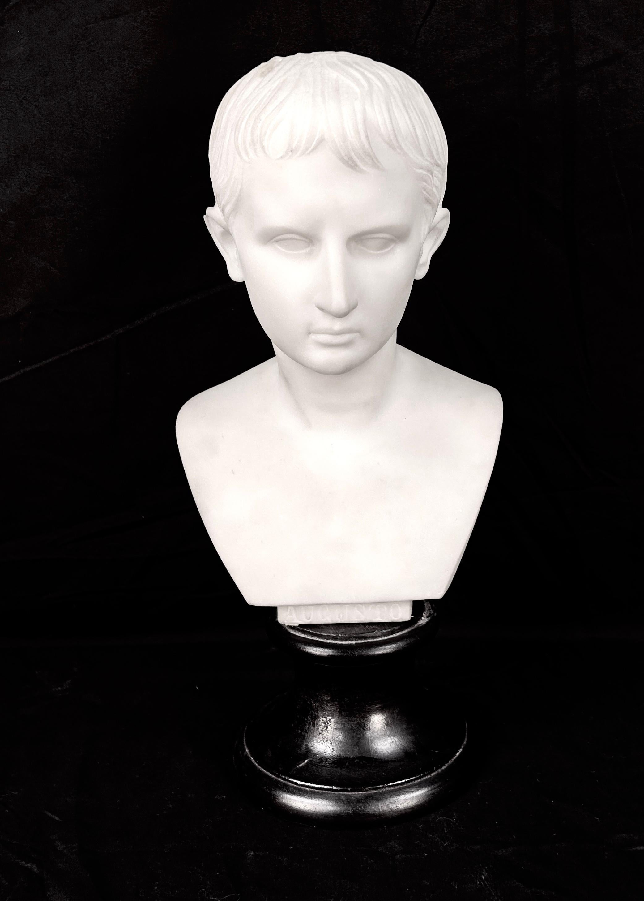 Buste d'Antonio Frilli, Grand Tour italien du 19ème siècle représentant Auguste Caesar en vente 3