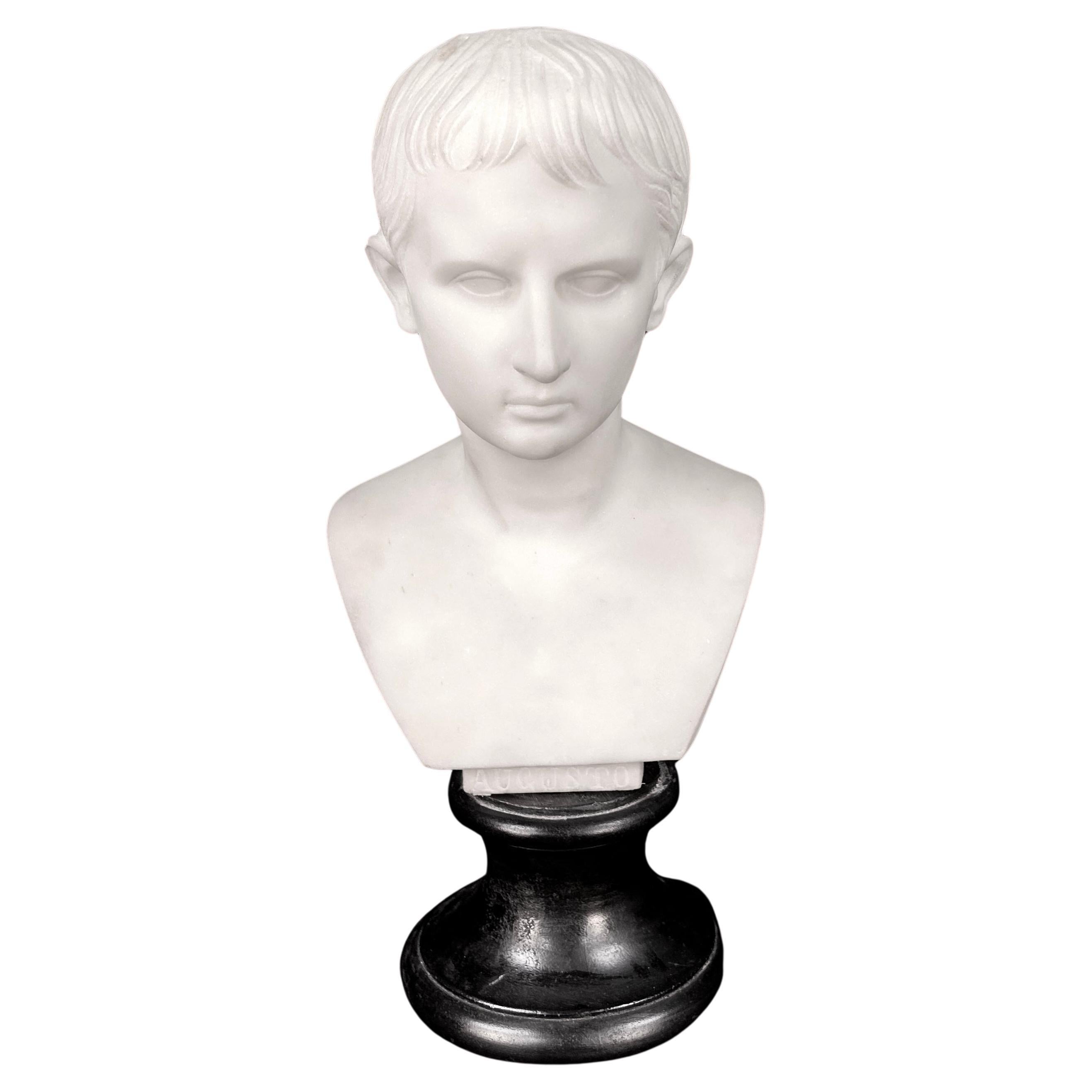 19th Century Italian Grand Tour Augustus Caesar Bust By Antonio Frilli For Sale