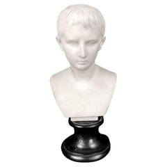 Antique 19th Century Italian Grand Tour Augustus Caesar Bust By Antonio Frilli