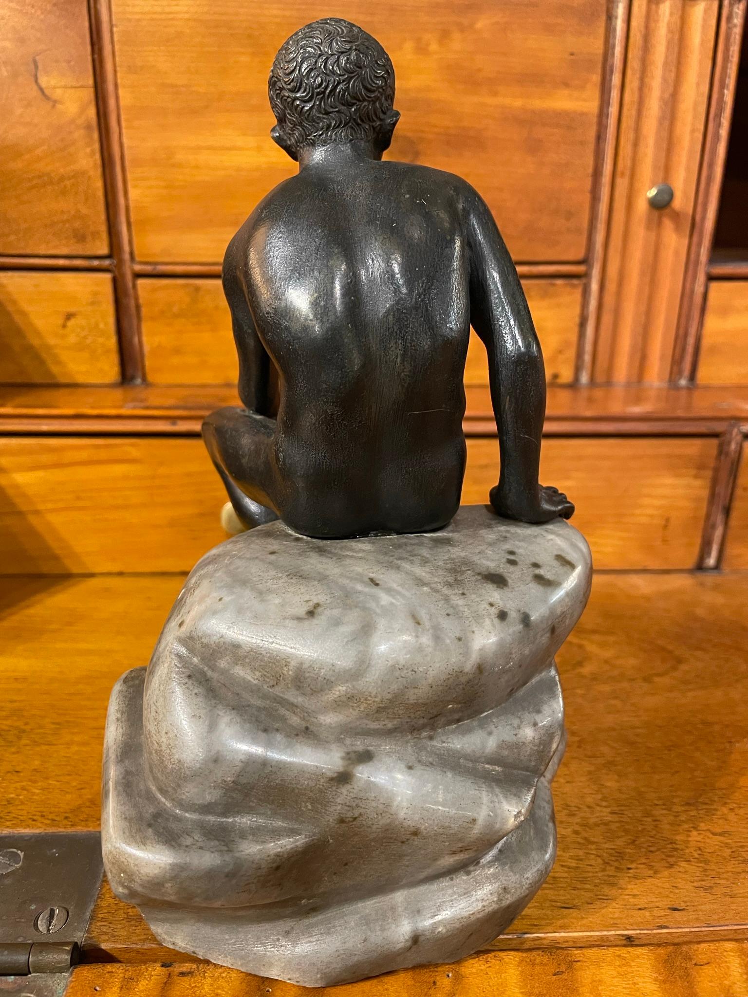 19th Century Italian Grand Tour Bronze and Marble of Mercury In Good Condition For Sale In Stamford, CT