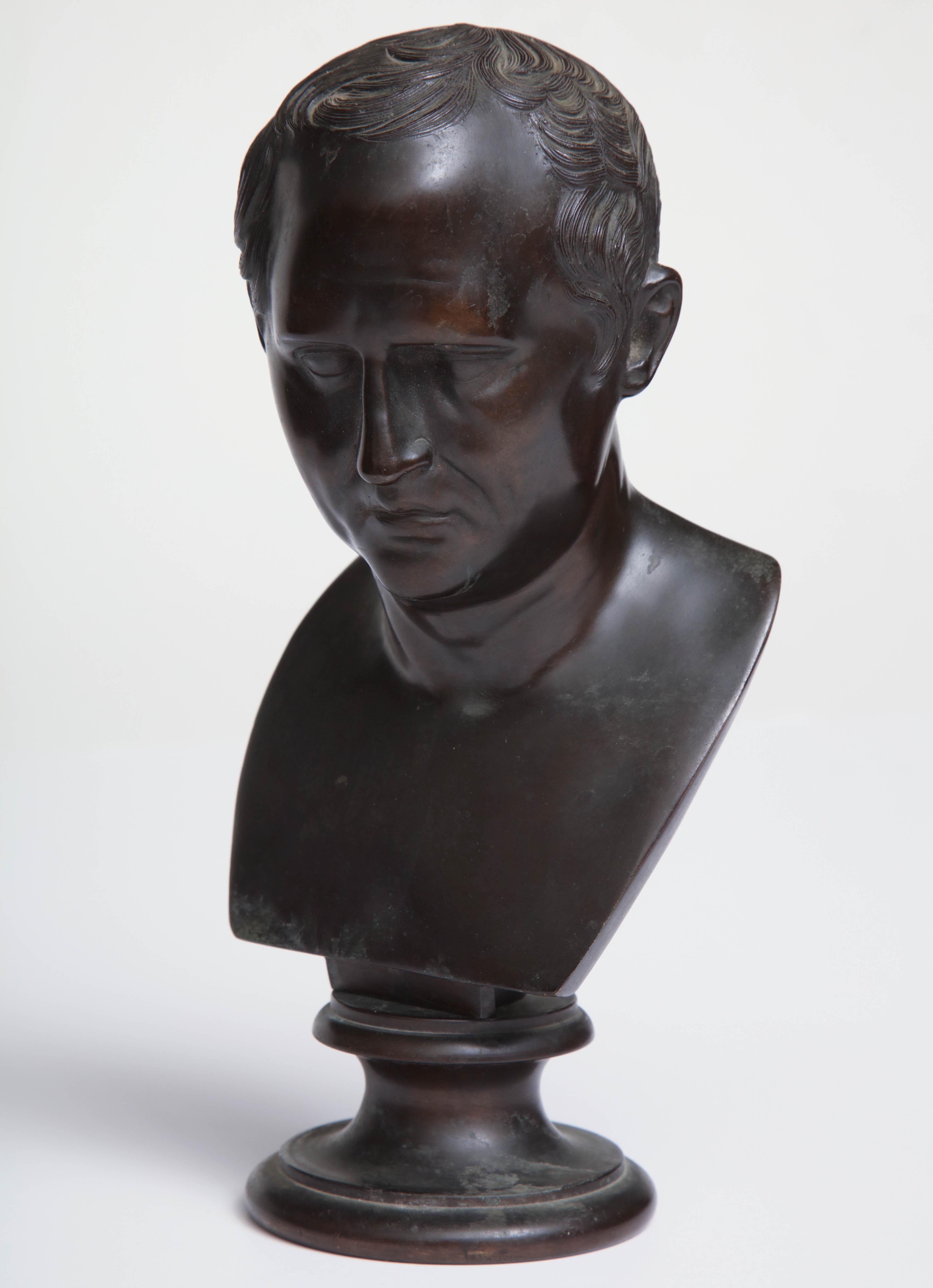 19th Century Italian Grand Tour Bronze Bust of  Roman Senator Cicero For Sale 7