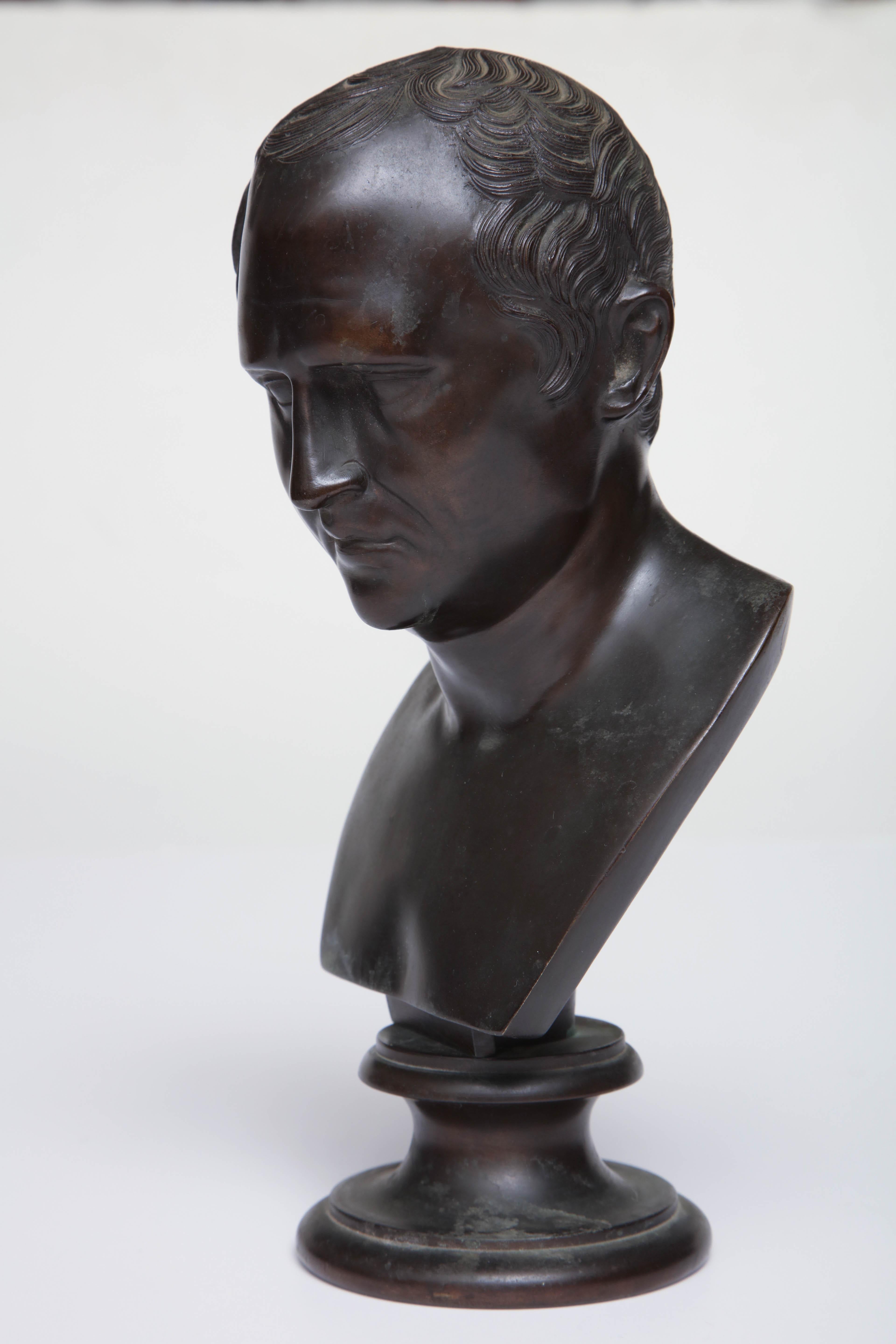 19th Century Italian Grand Tour Bronze Bust of  Roman Senator Cicero In Good Condition For Sale In New York, NY