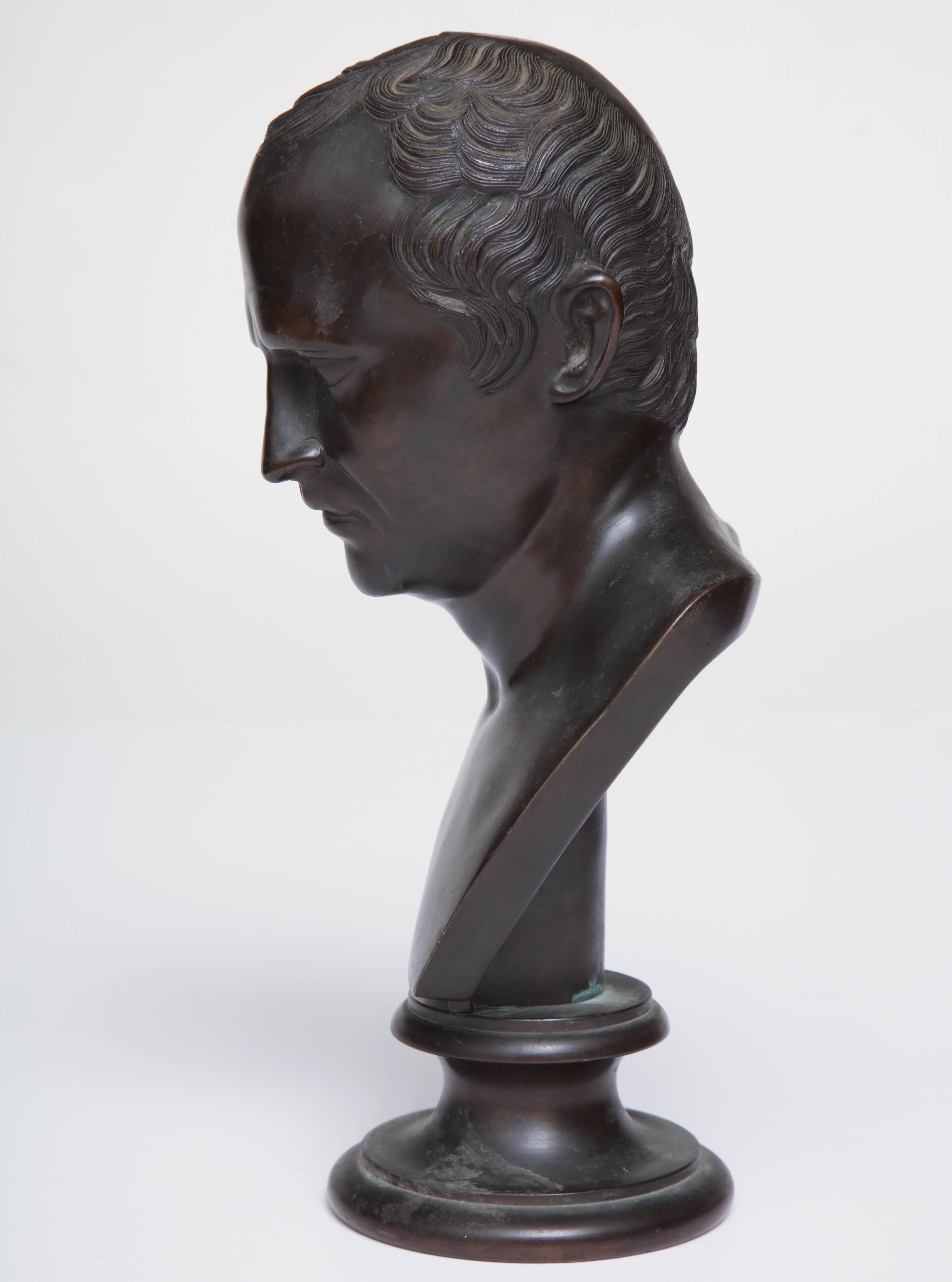 19th Century Italian Grand Tour Bronze Bust of  Roman Senator Cicero For Sale 1