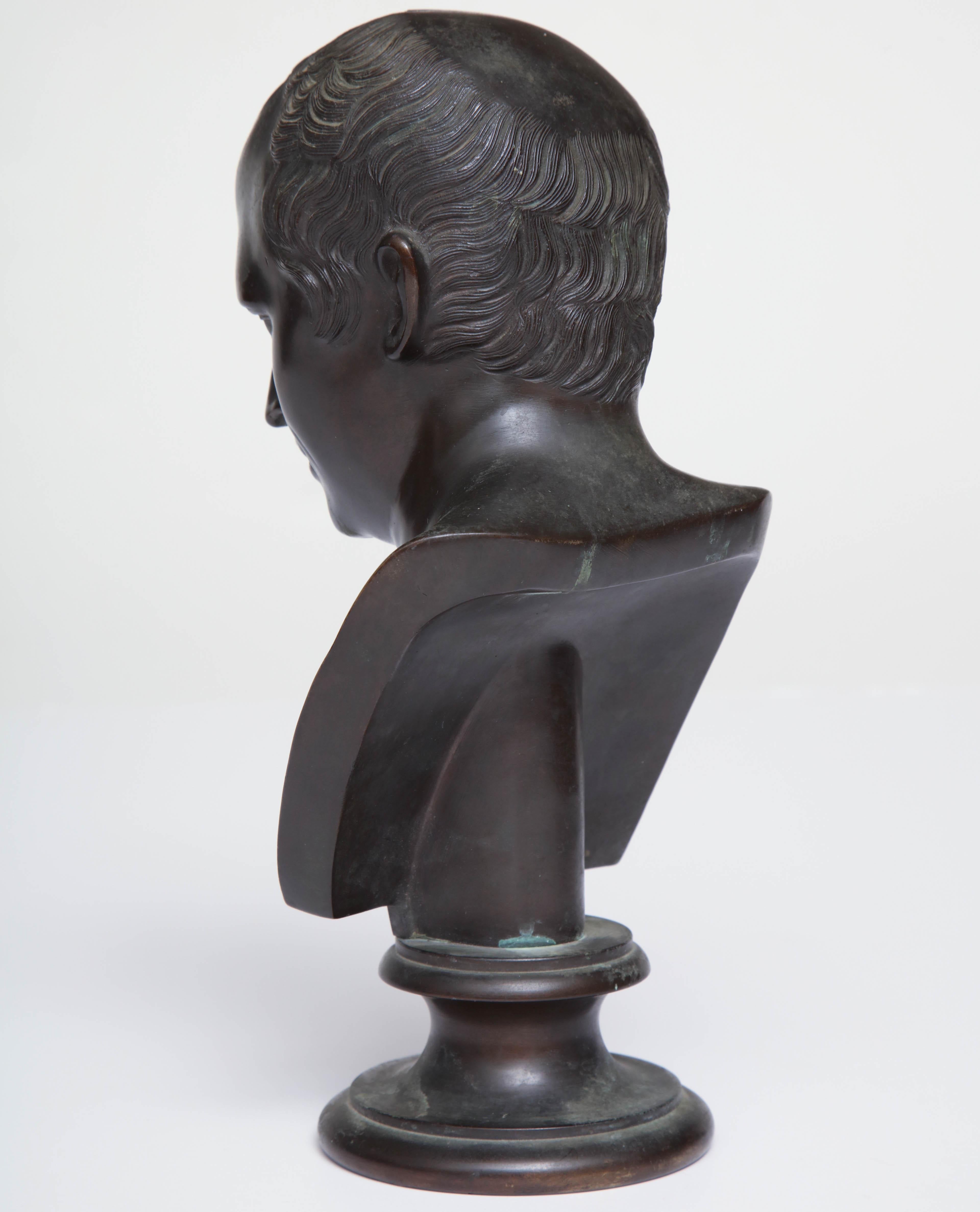19th Century Italian Grand Tour Bronze Bust of  Roman Senator Cicero For Sale 2