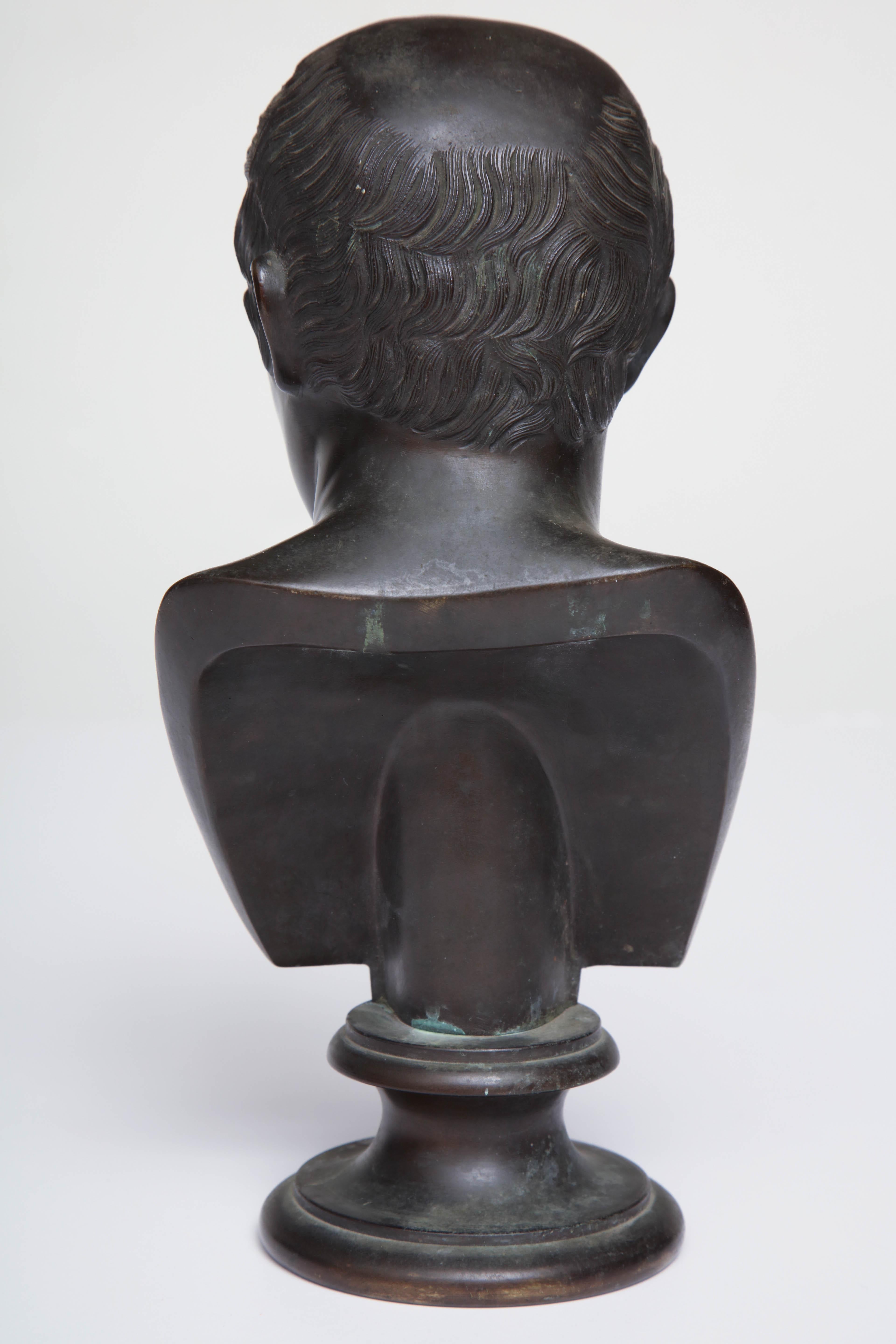 19th Century Italian Grand Tour Bronze Bust of  Roman Senator Cicero For Sale 3