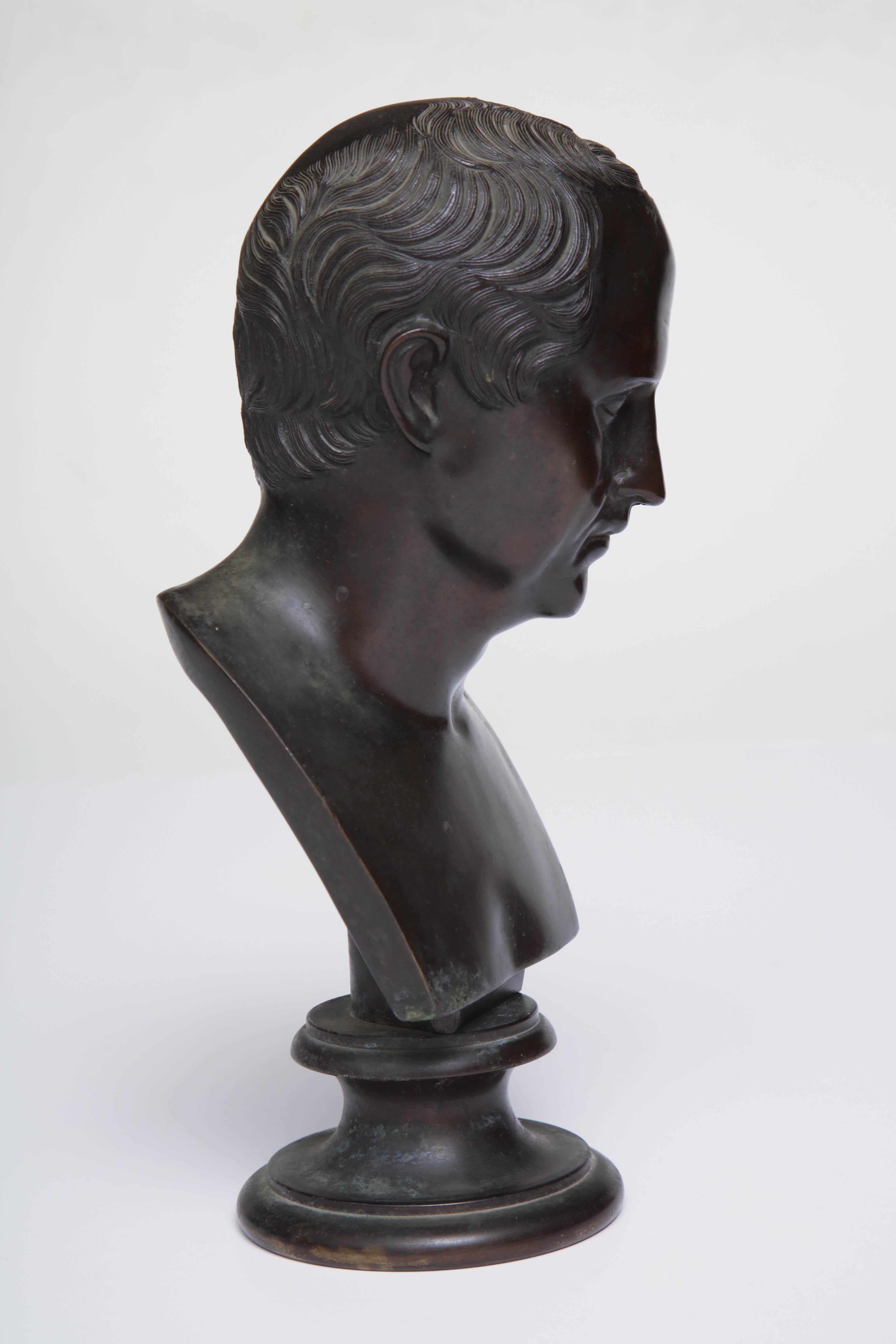 19th Century Italian Grand Tour Bronze Bust of  Roman Senator Cicero For Sale 4