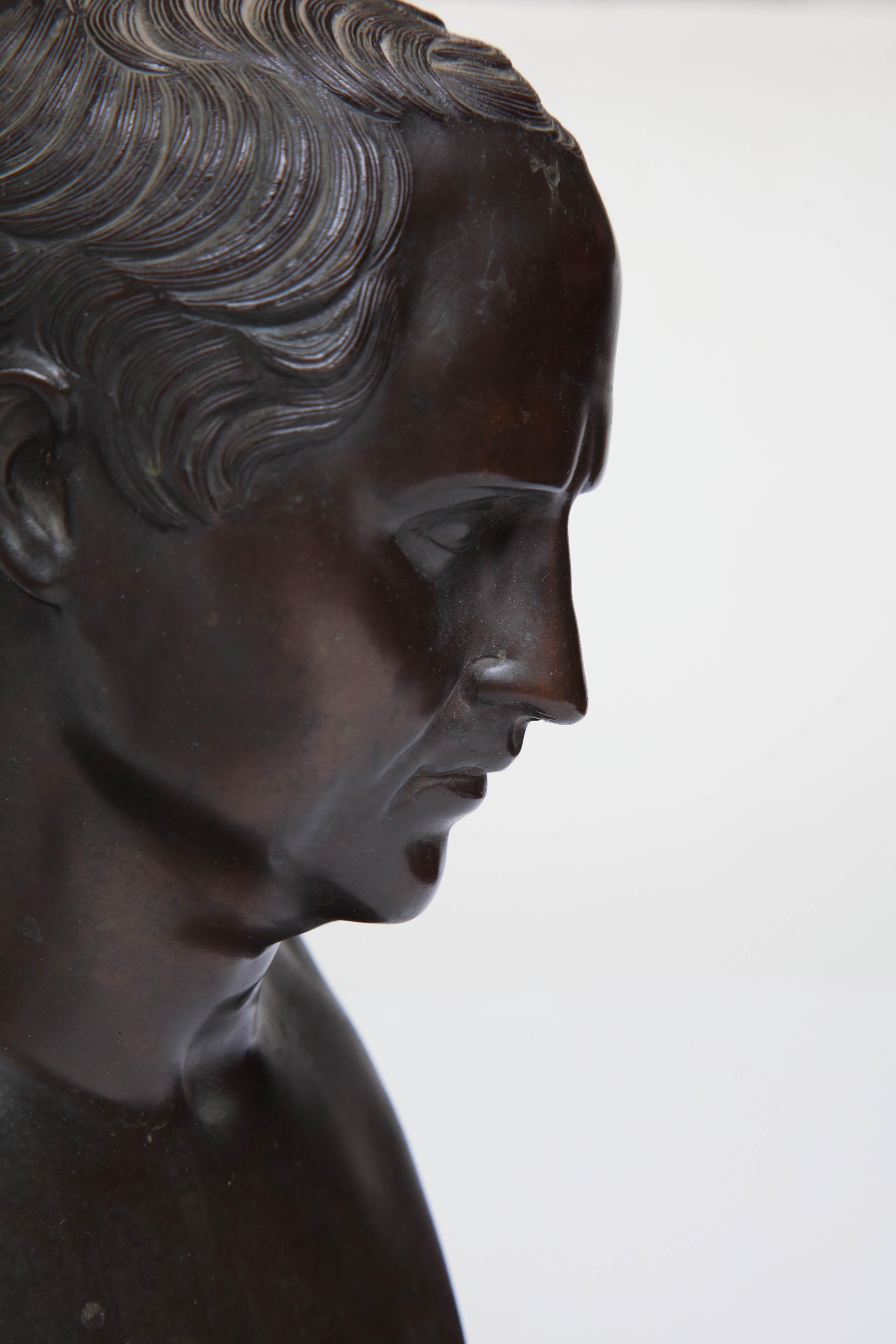 19th Century Italian Grand Tour Bronze Bust of  Roman Senator Cicero For Sale 6