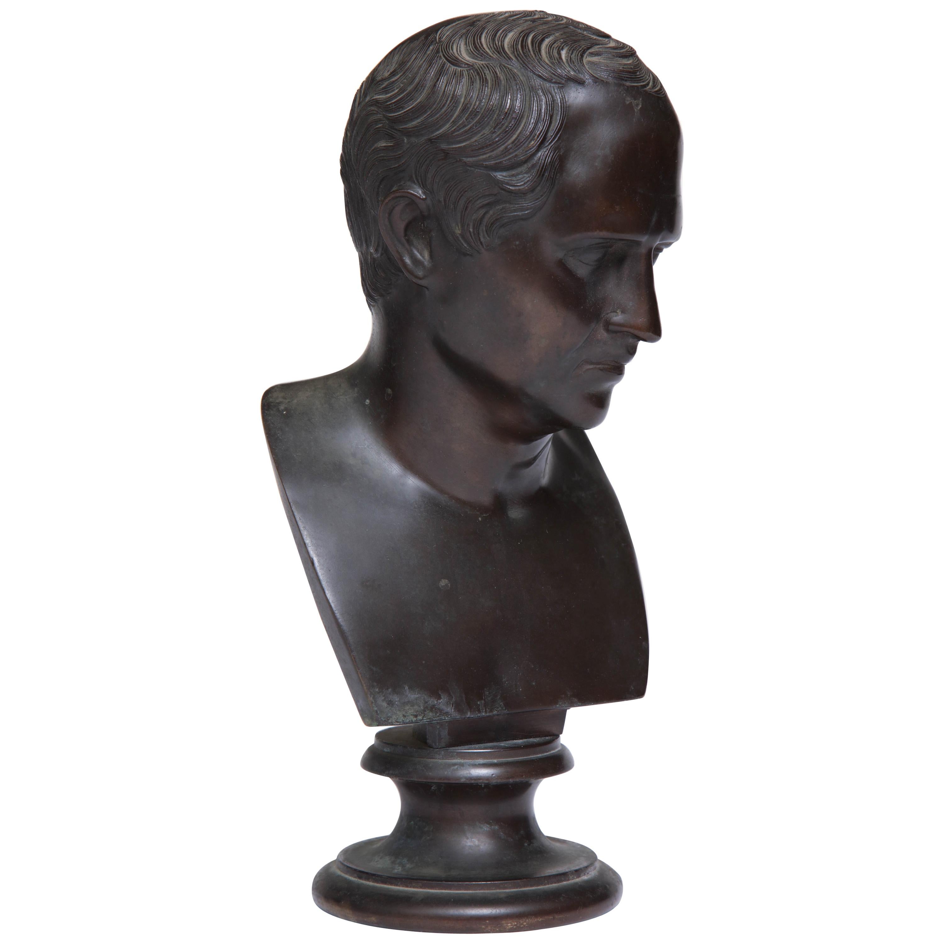 19th Century Italian Grand Tour Bronze Bust of  Roman Senator Cicero For Sale