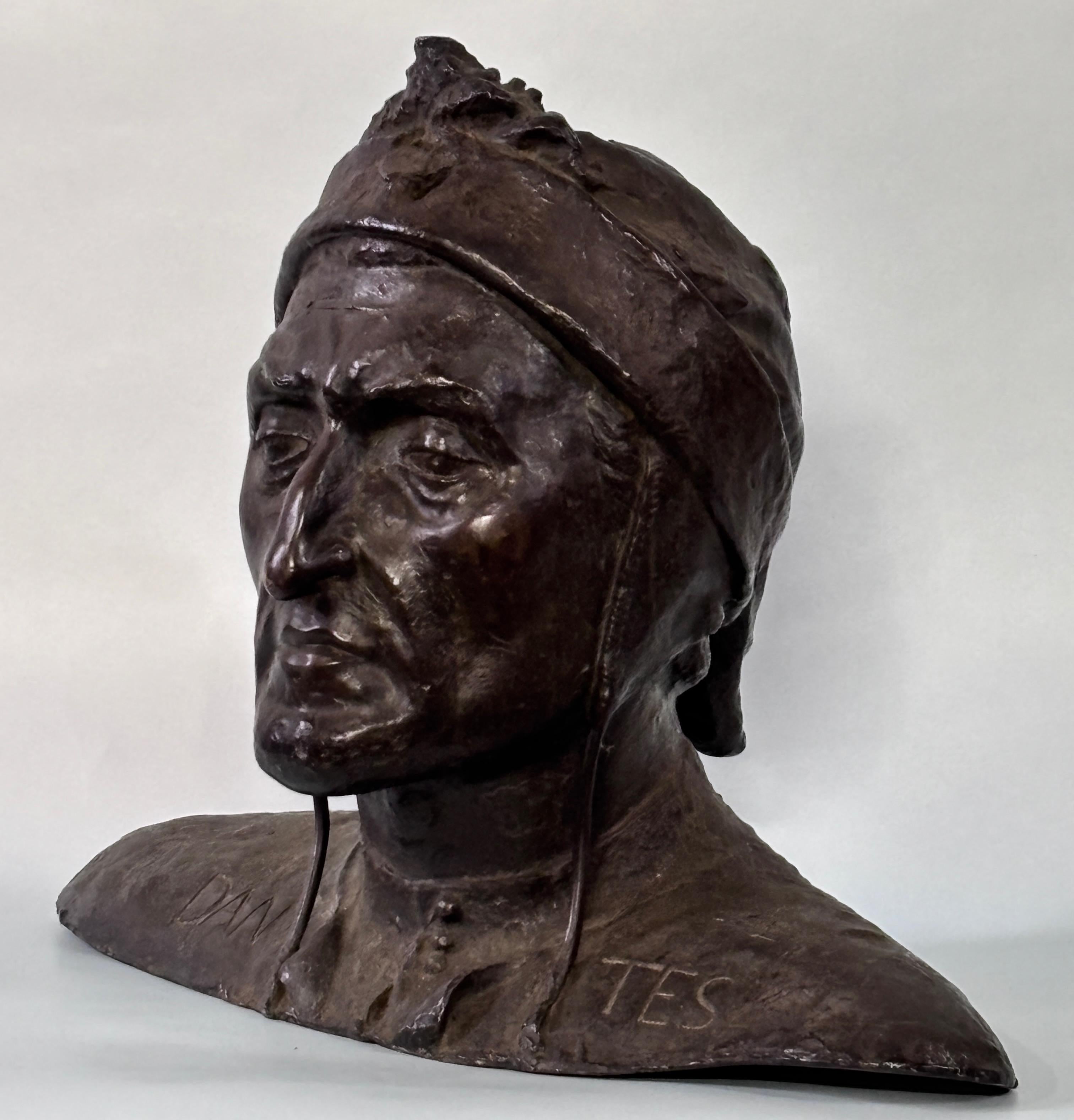 Cast 19th Century Italian Grand Tour Bronze Bust of Dante For Sale