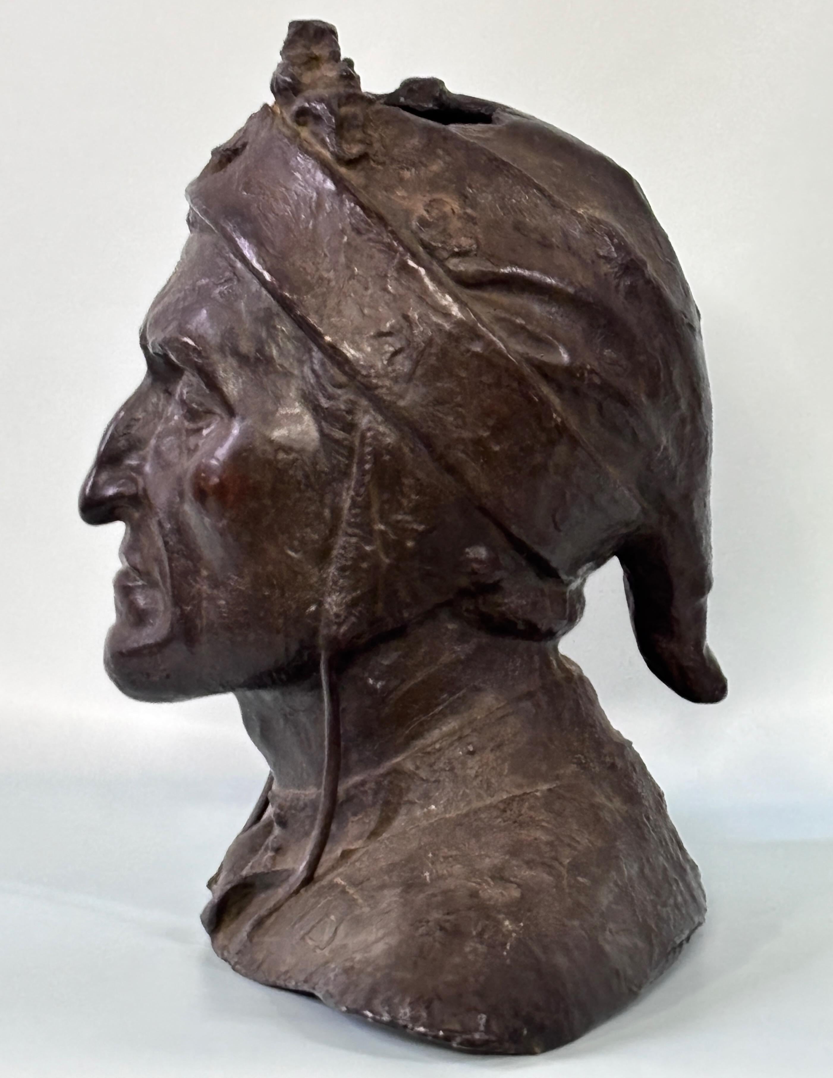 19th Century Italian Grand Tour Bronze Bust of Dante For Sale 3