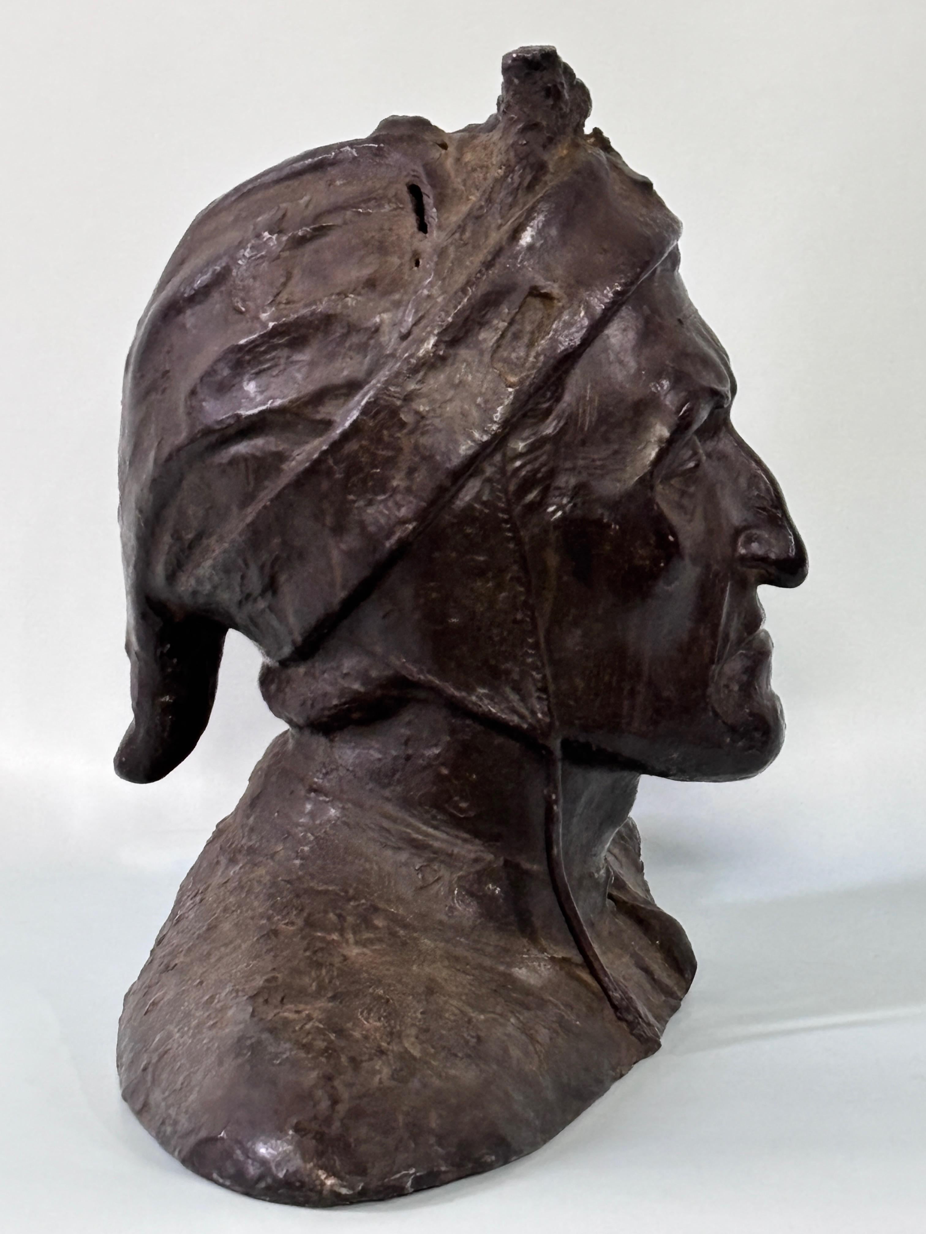 19th Century Italian Grand Tour Bronze Bust of Dante For Sale 4