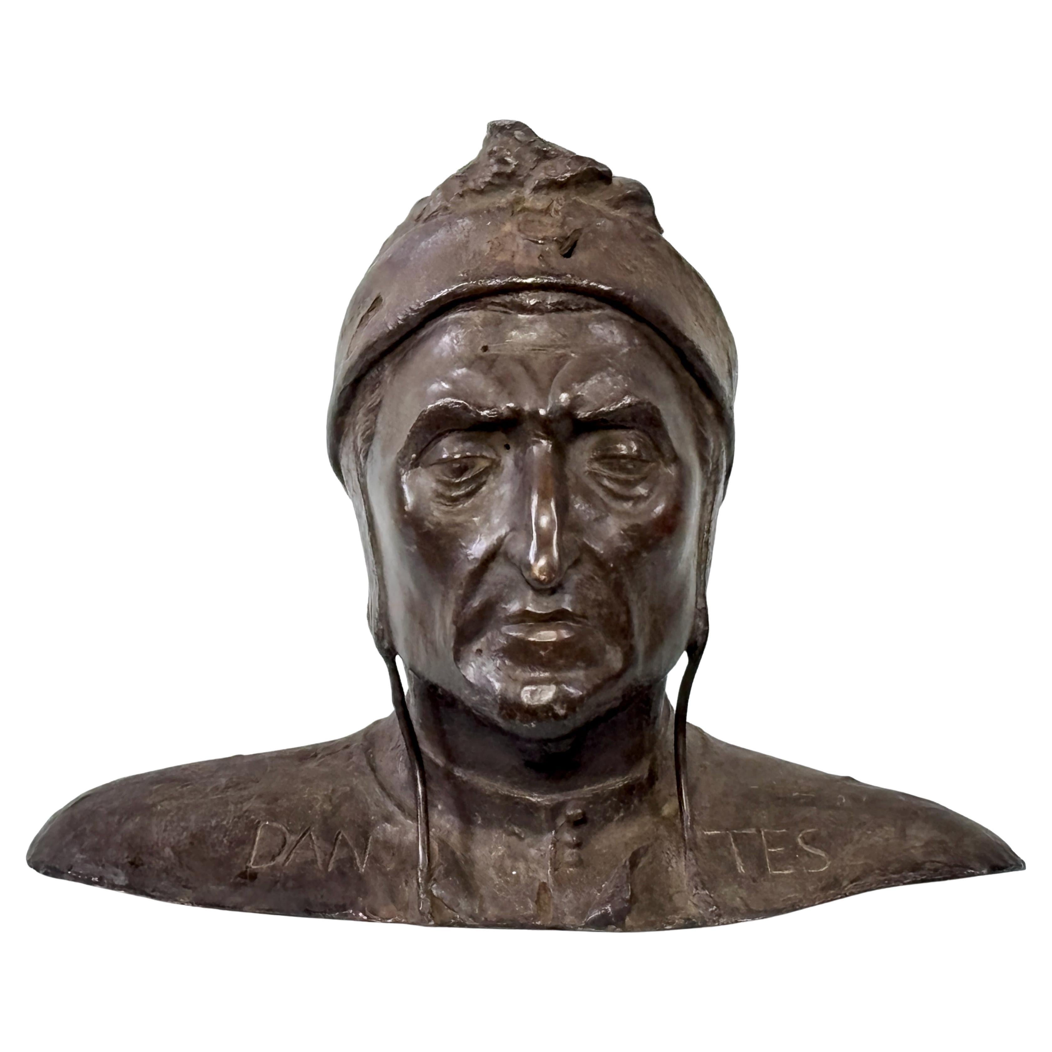 19th Century Italian Grand Tour Bronze Bust of Dante