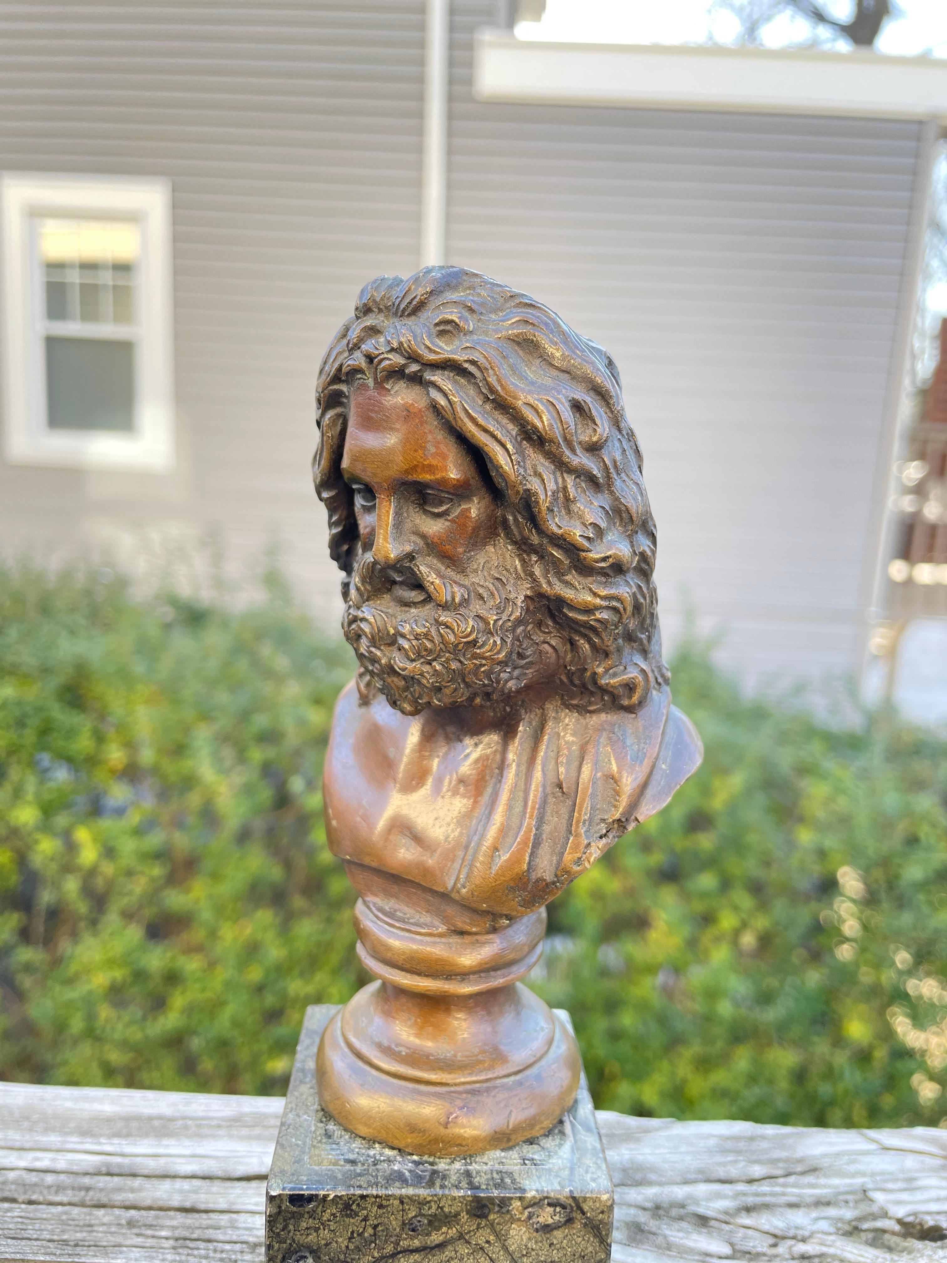19th Century Italian Grand Tour Bronze Bust of the Roman God Jupiter In Good Condition For Sale In Stamford, CT