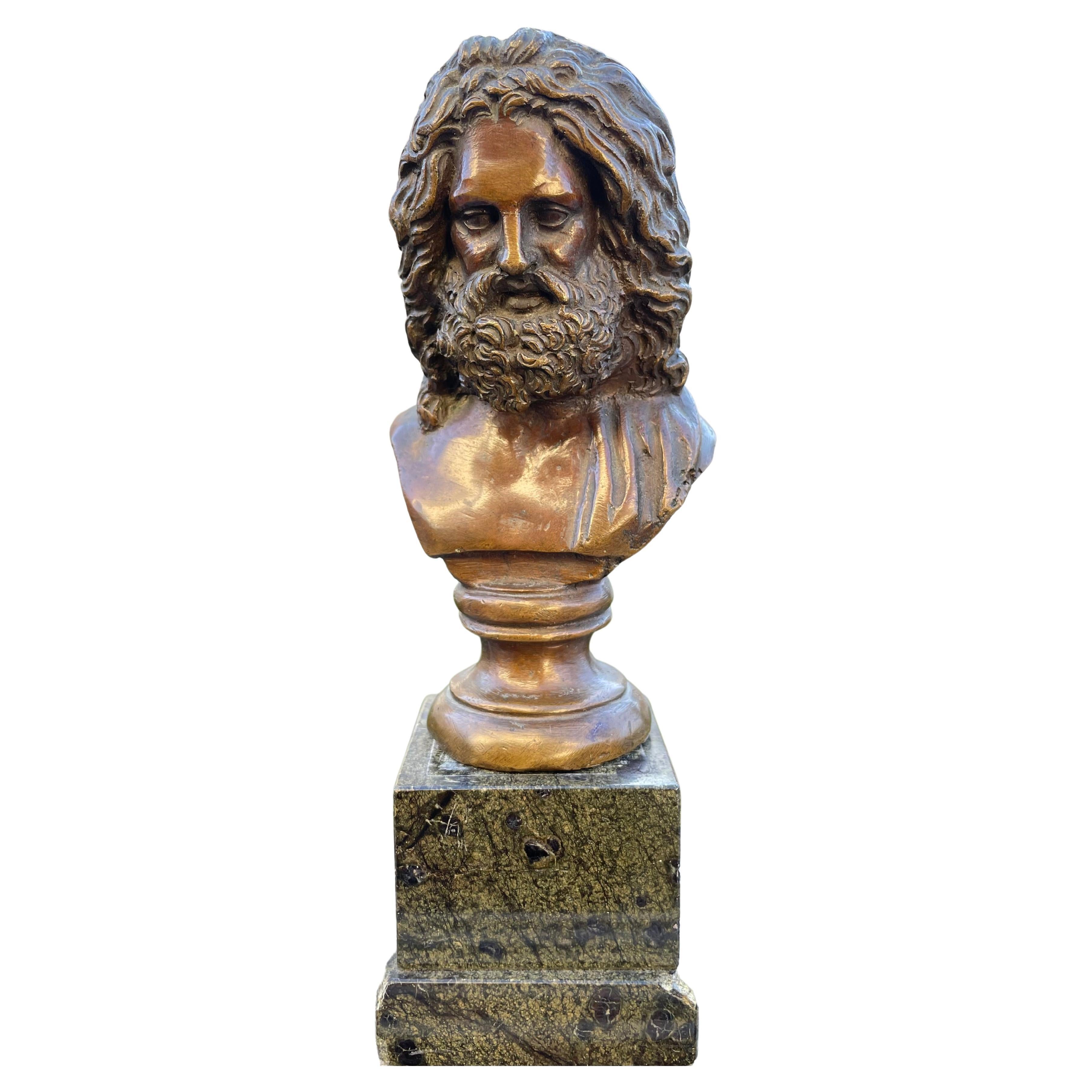 Buste du dieu romain Jupiter en bronze du 19ème siècle, Grand Tour italien en vente