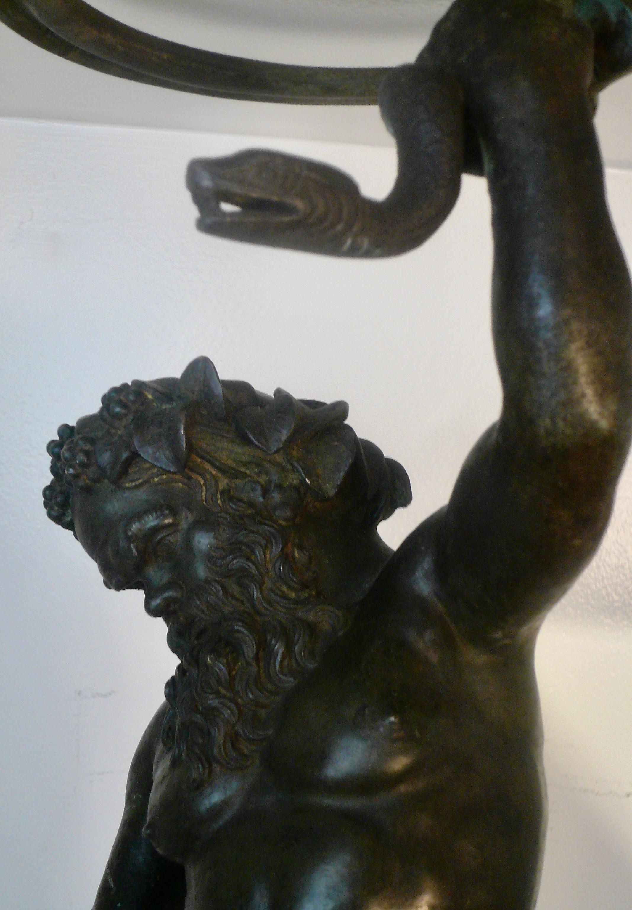 Classical Roman 19th Century Italian Grand Tour Bronze Figure of Silenus, God of Wine For Sale