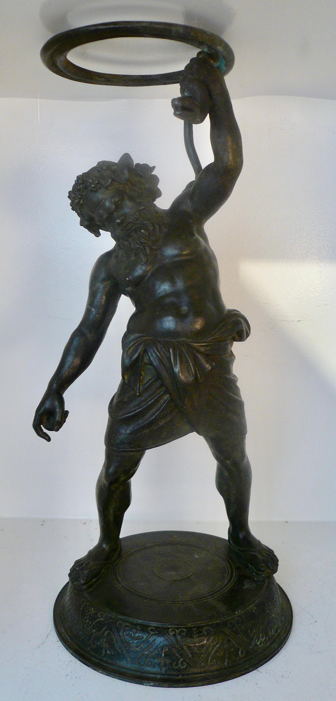 Patinated 19th Century Italian Grand Tour Bronze Figure of Silenus, God of Wine For Sale