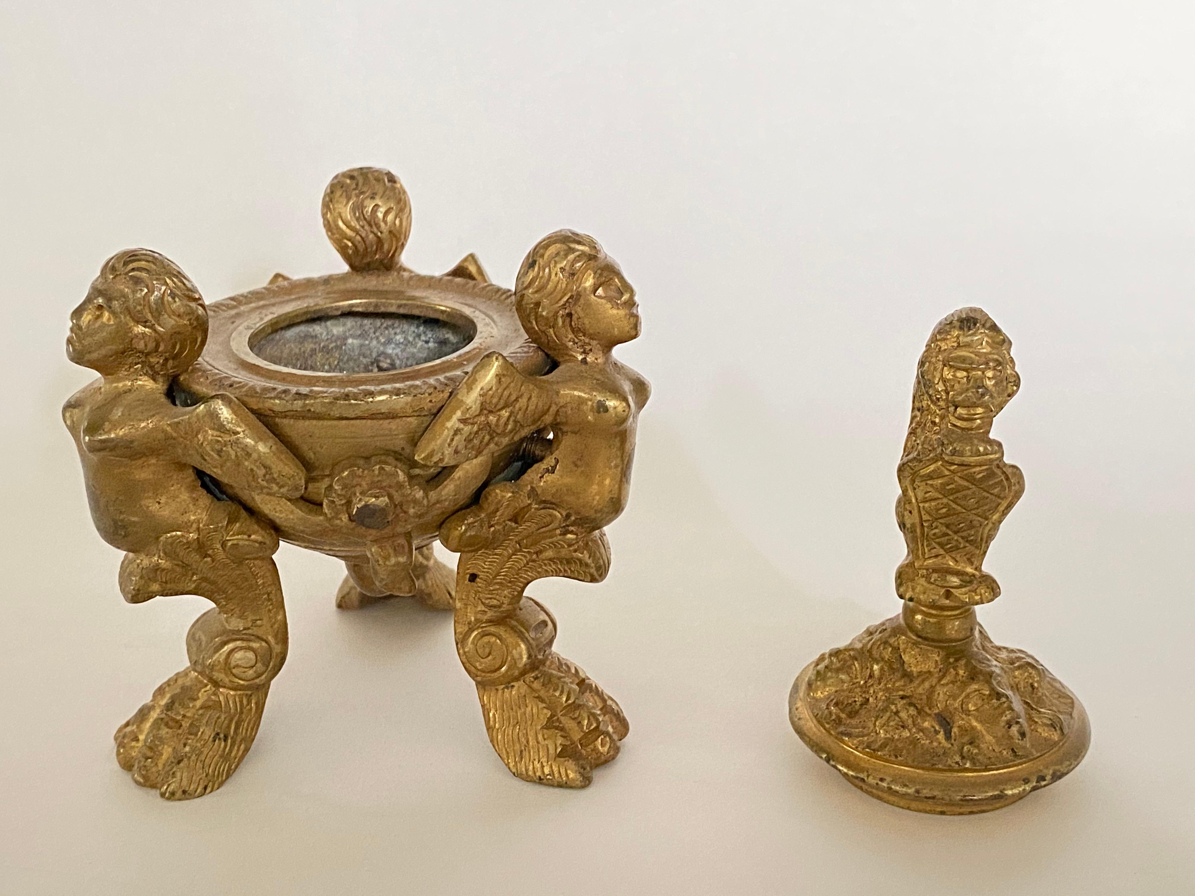 Italienisches Grand Tour-Tintenfass aus Bronze des 19. Jahrhunderts (Neorenaissance) im Angebot