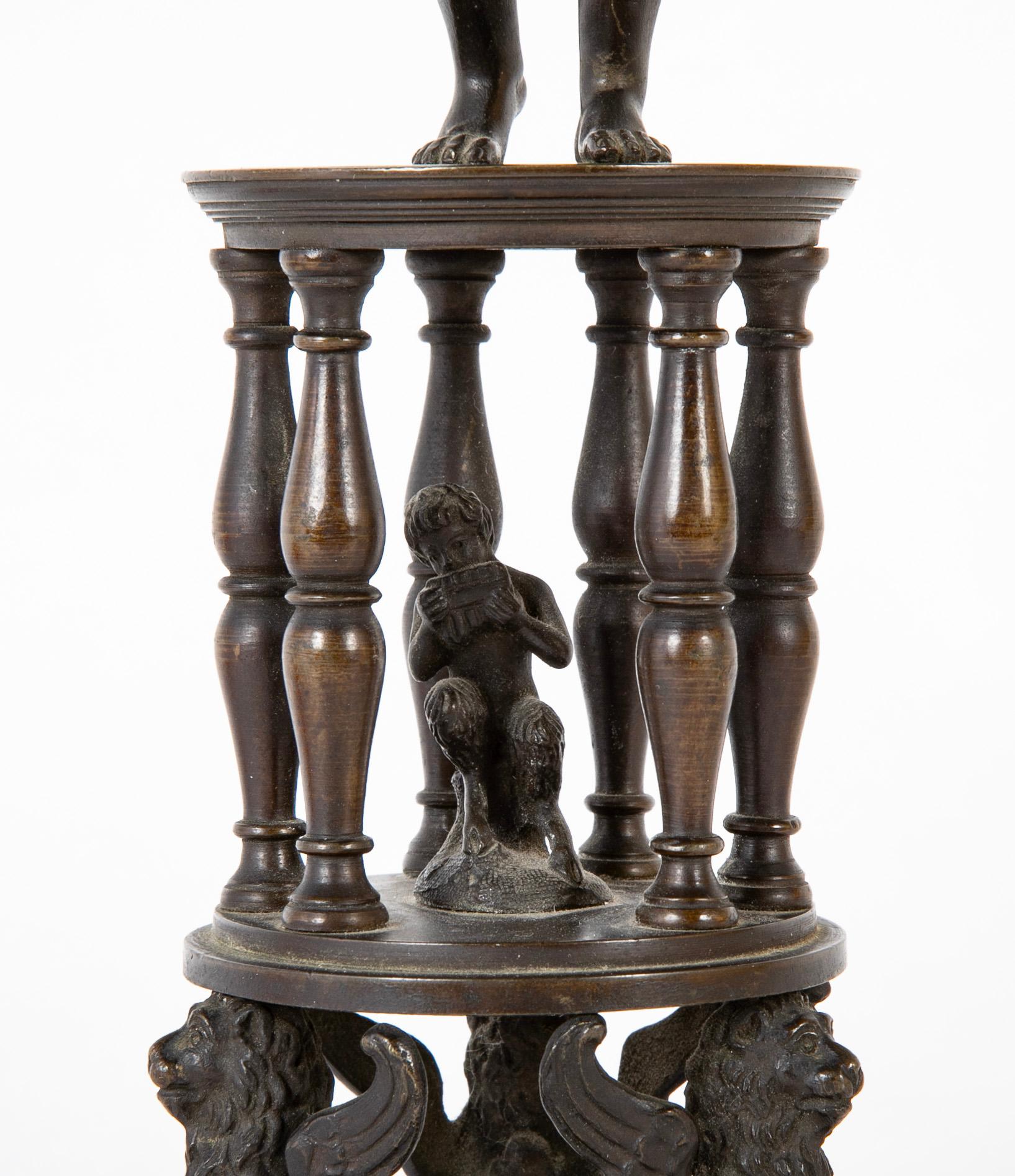 19th Century Italian Grand Tour Bronze of Atlas On A Stand With Turtle  In Good Condition For Sale In Stamford, CT