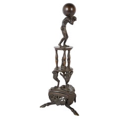19th Century Italian Grand Tour Bronze of Atlas On A Stand With Turtle