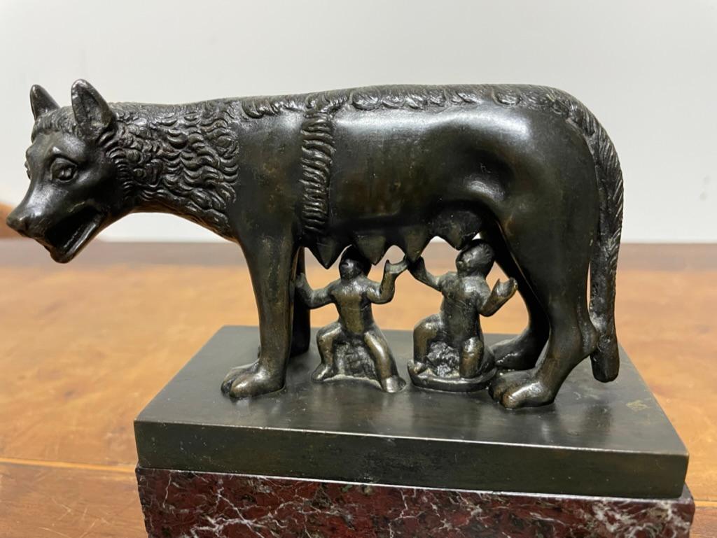 Carved 19th Century Italian Grand Tour Bronze of Romulus and Remus Founders of Rome For Sale