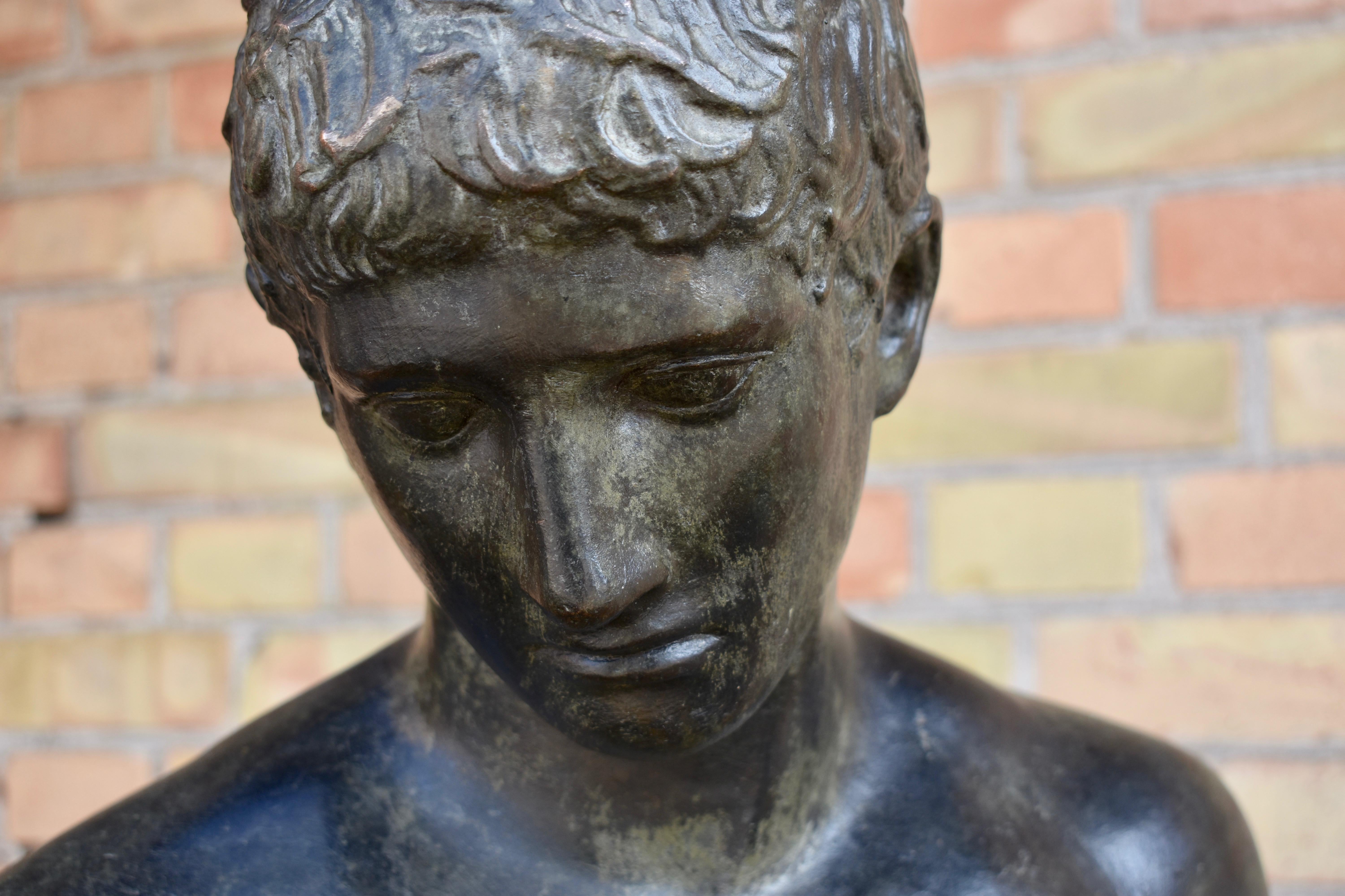 19th Century Italian Grand Tour Bronze Sculpture, Greek Boy For Sale 6