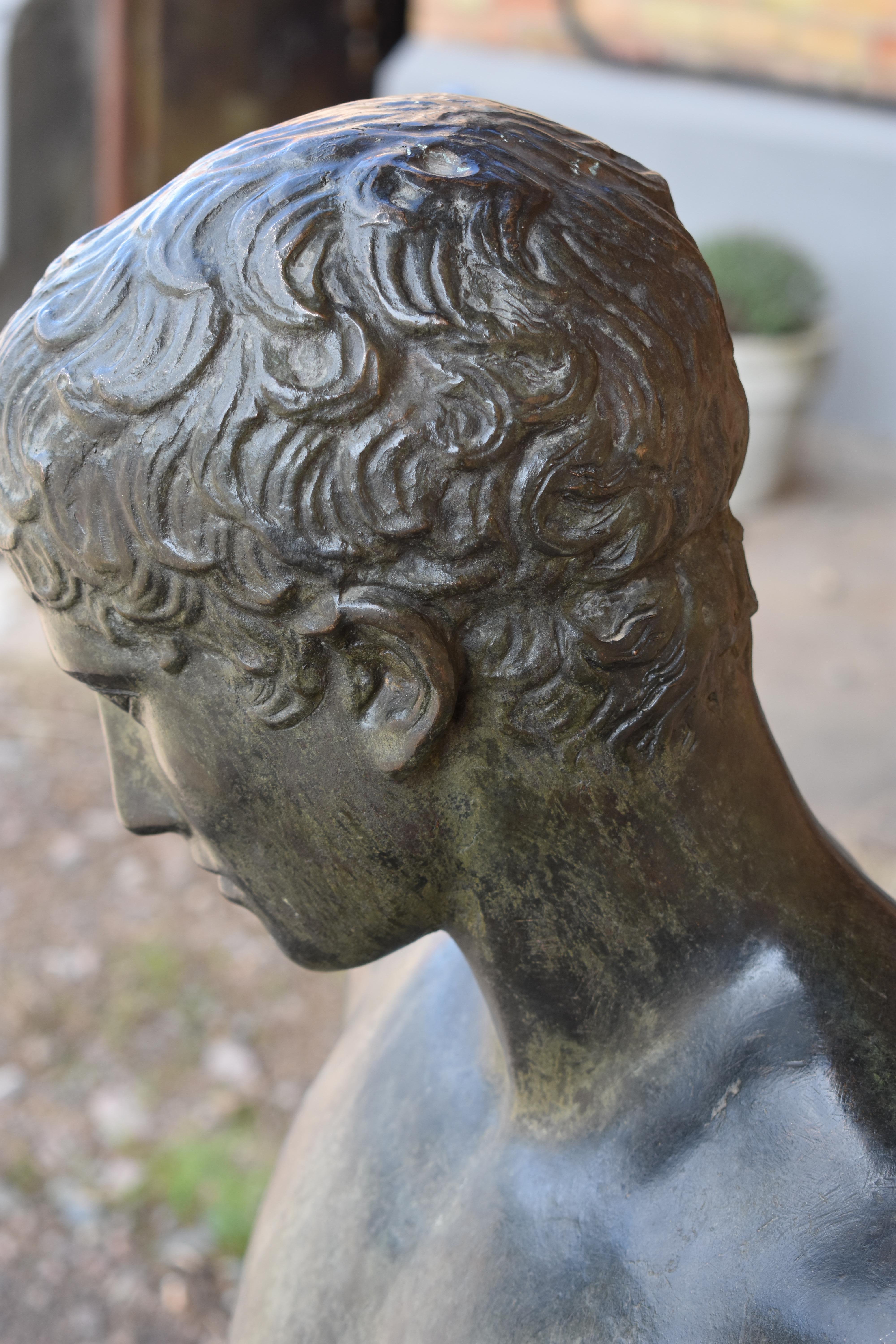 19th Century Italian Grand Tour Bronze Sculpture, Greek Boy For Sale 8