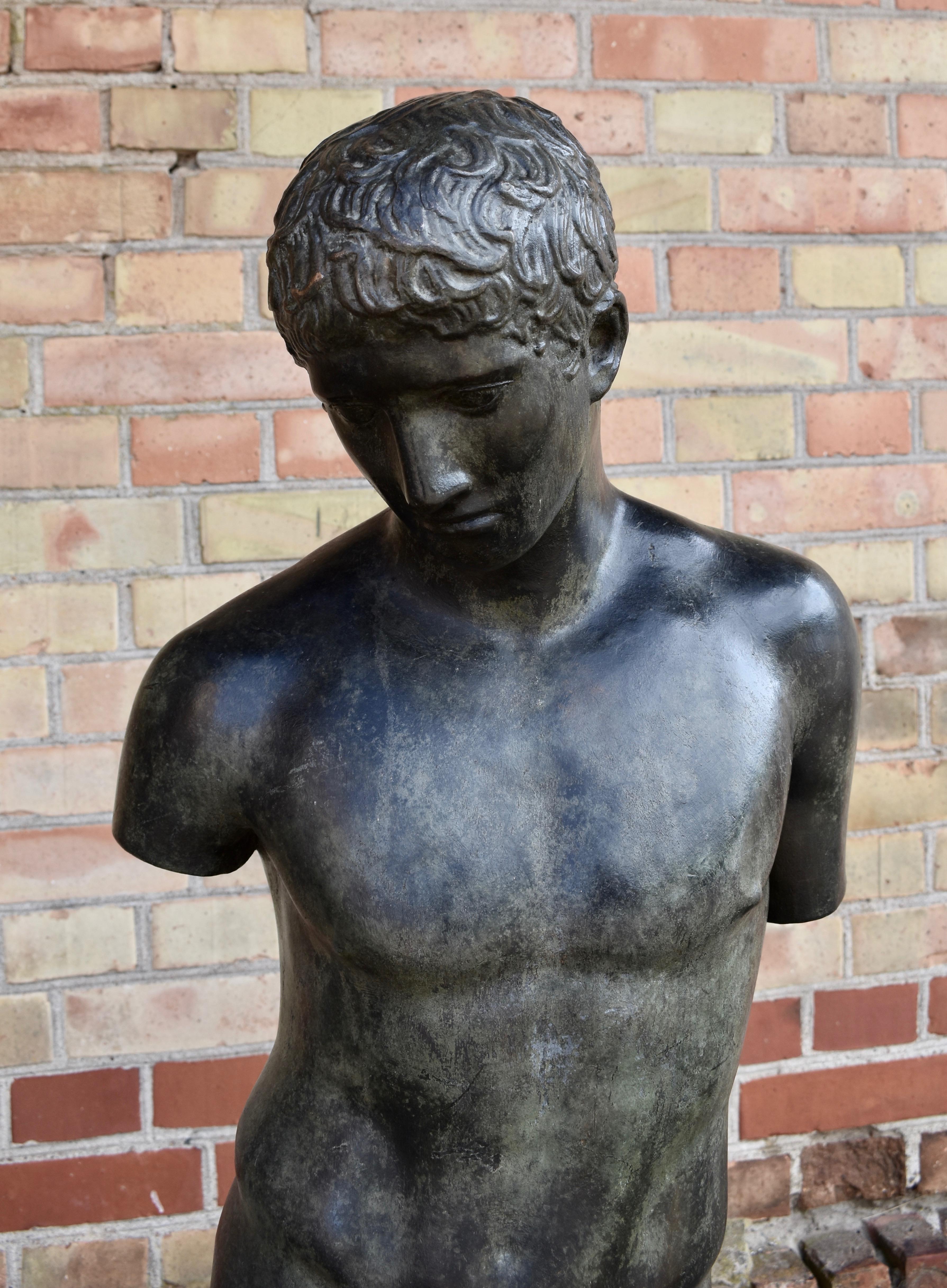 19th Century Italian Grand Tour Bronze Sculpture, Greek Boy For Sale 3