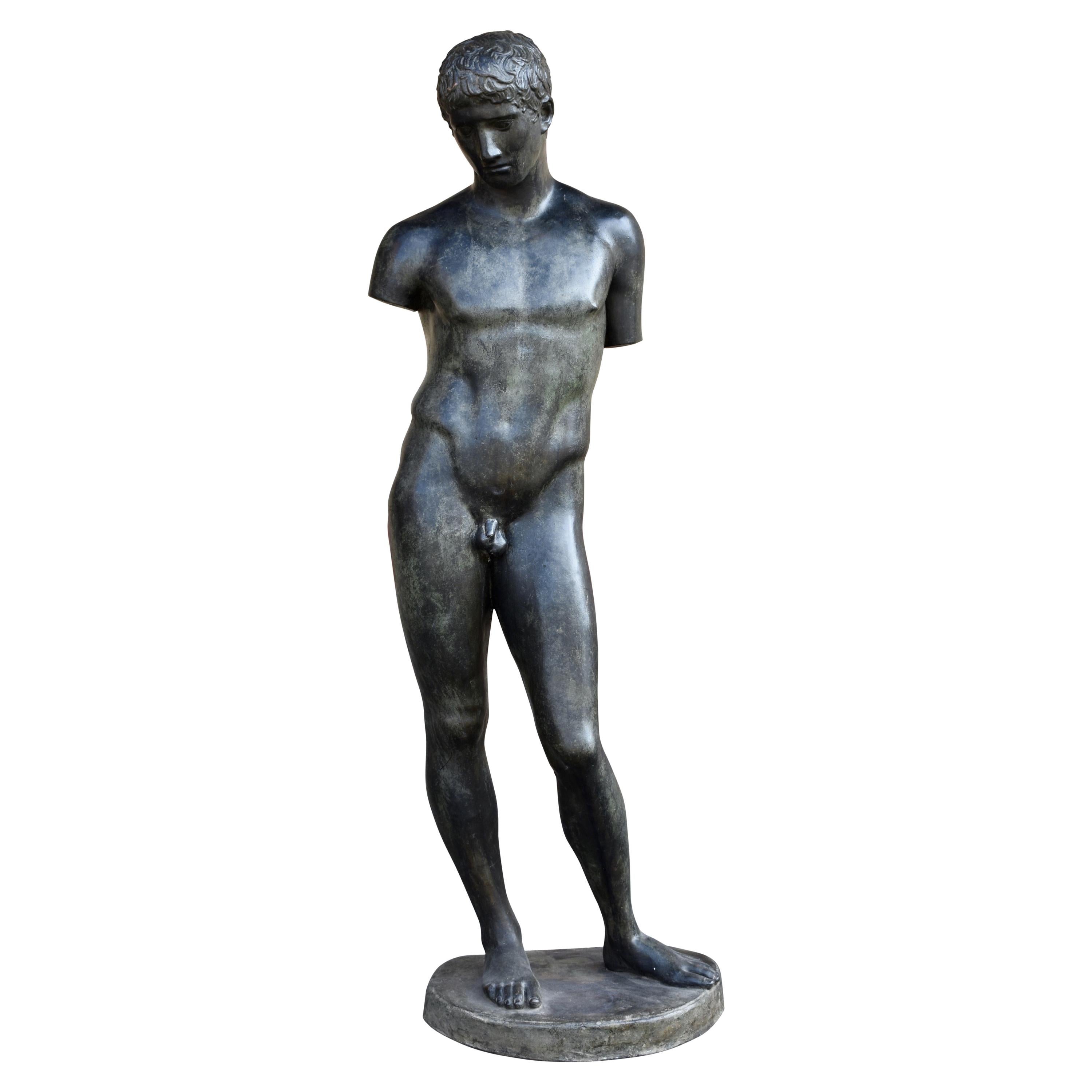 19th Century Italian Grand Tour Bronze Sculpture, Greek Boy For Sale