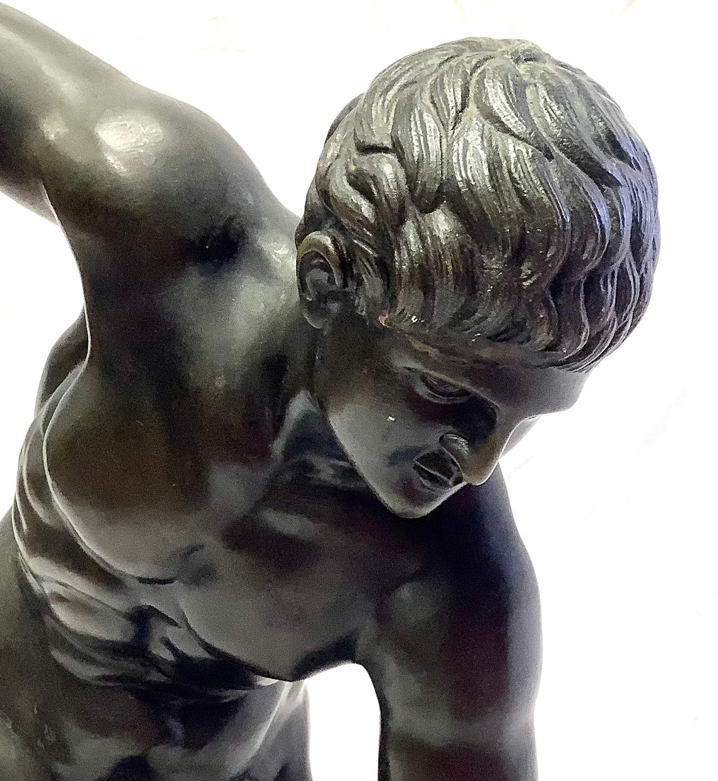 19th Century Italian Grand Tour Bronze Sculpture of a Discus Thrower 2