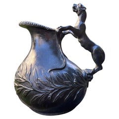 Italienisches Grand Tour-Weingefäß aus Bronze des 19. Jahrhunderts Askos mit Panthergriff