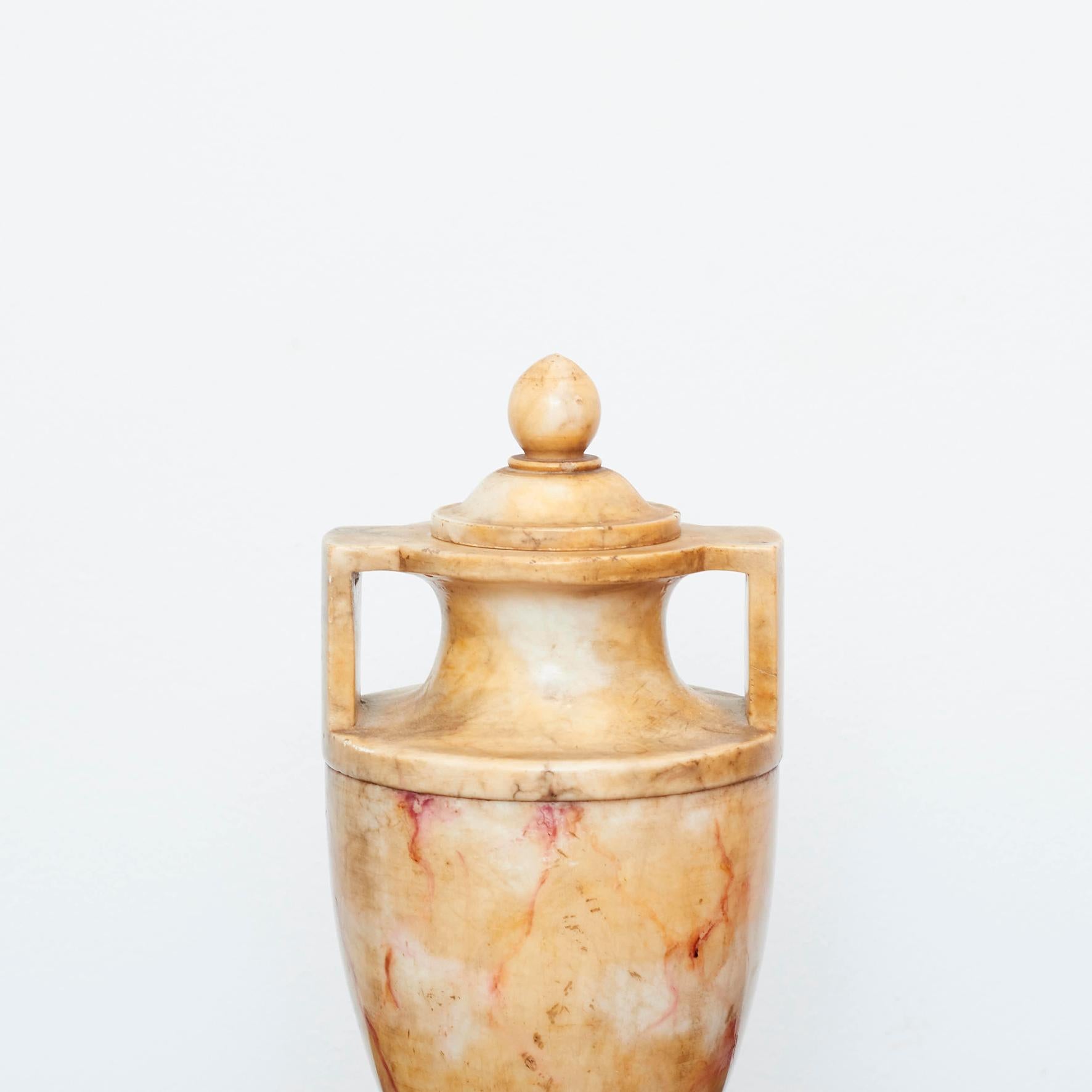 19th Century Italian Grand Tour Carved Alabaster Urn Vase 1