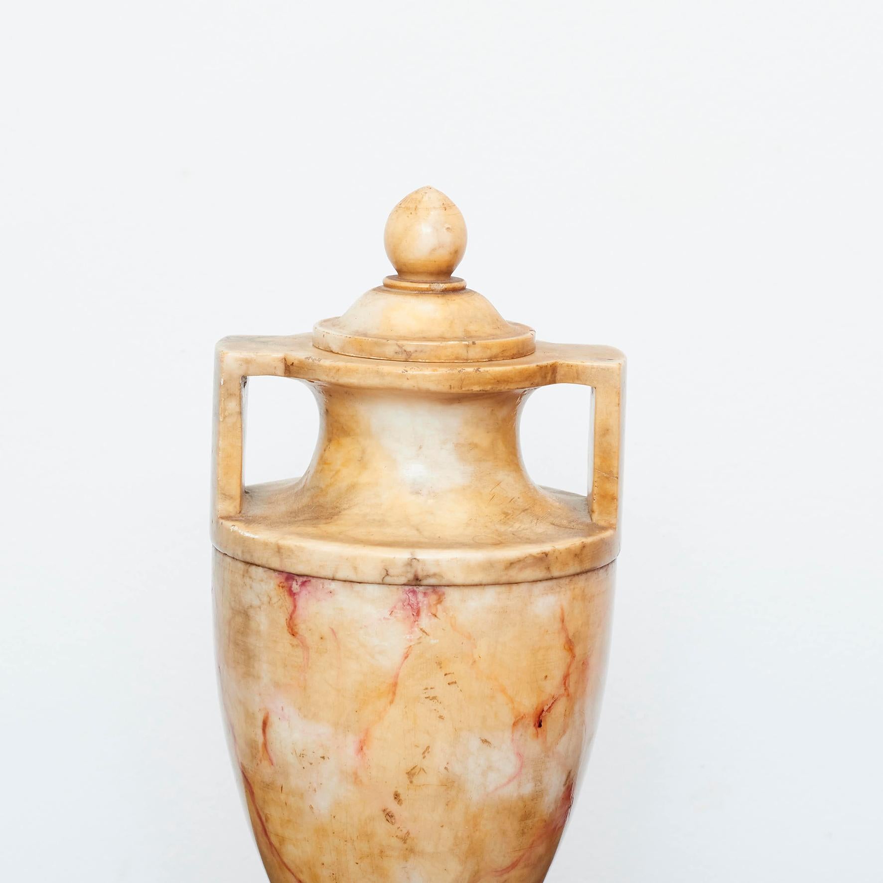 19th Century Italian Grand Tour Carved Alabaster Urn Vase 2