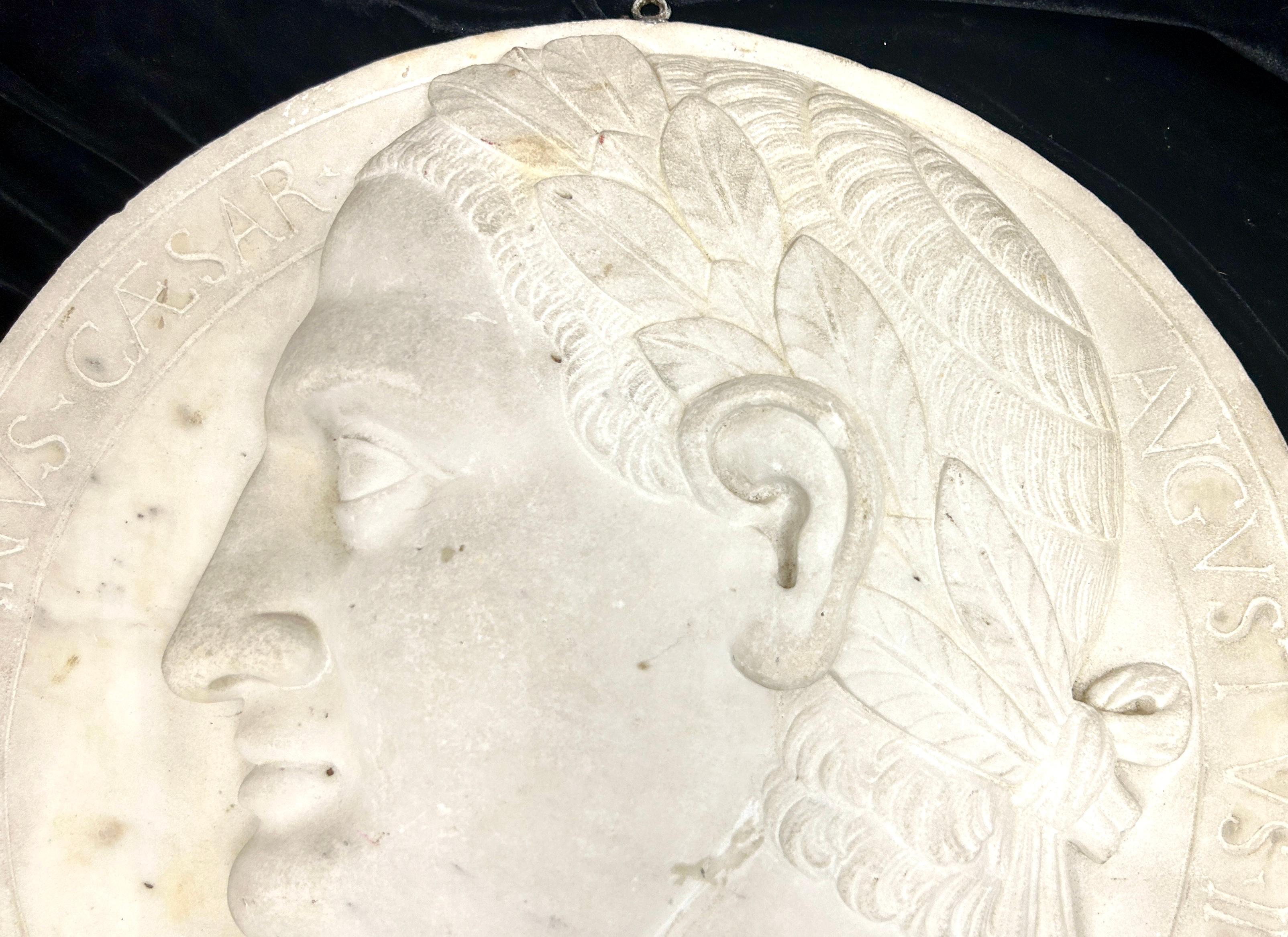 19th Century Italian Grand Tour Carved Marble Of Titus Vespasian Caesar  In Good Condition For Sale In Bradenton, FL