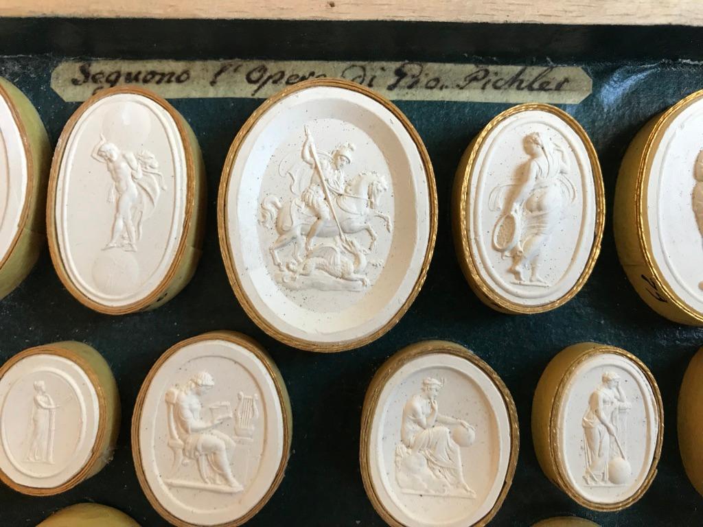Plaster 19th Century Italian Grand Tour Intaglios in Original Boxes