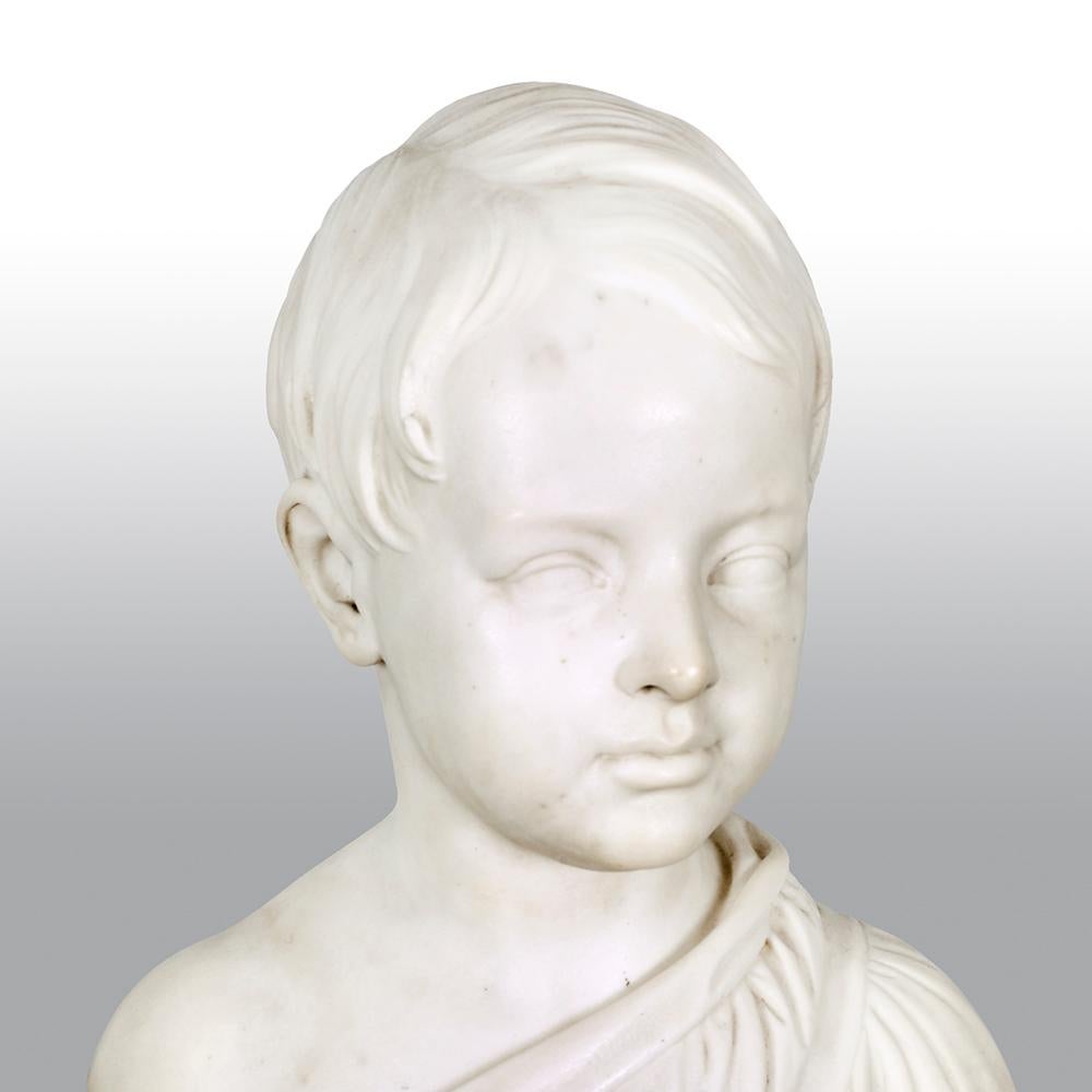 italien Buste d'un jeune garçon en marbre Grand Tour d'Italie du 19ème siècle en vente
