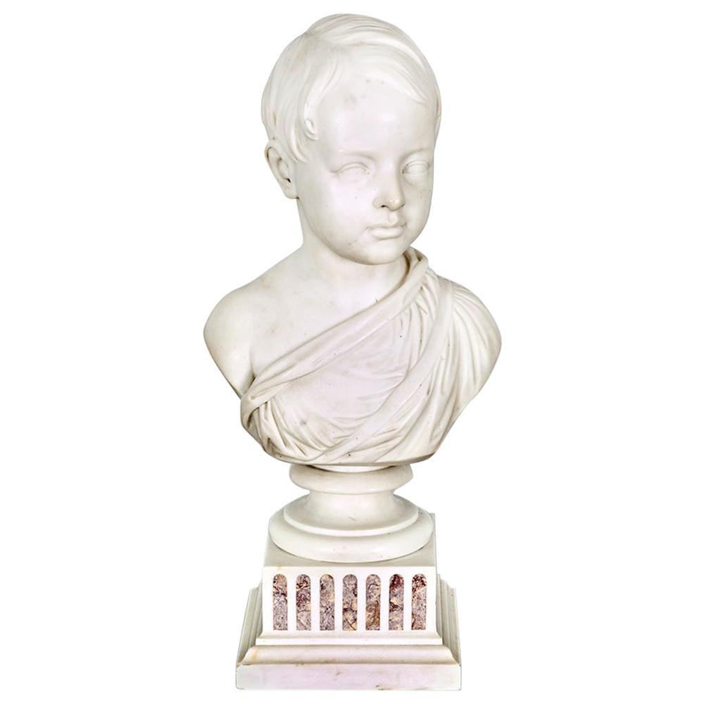 Buste d'un jeune garçon en marbre Grand Tour d'Italie du 19ème siècle