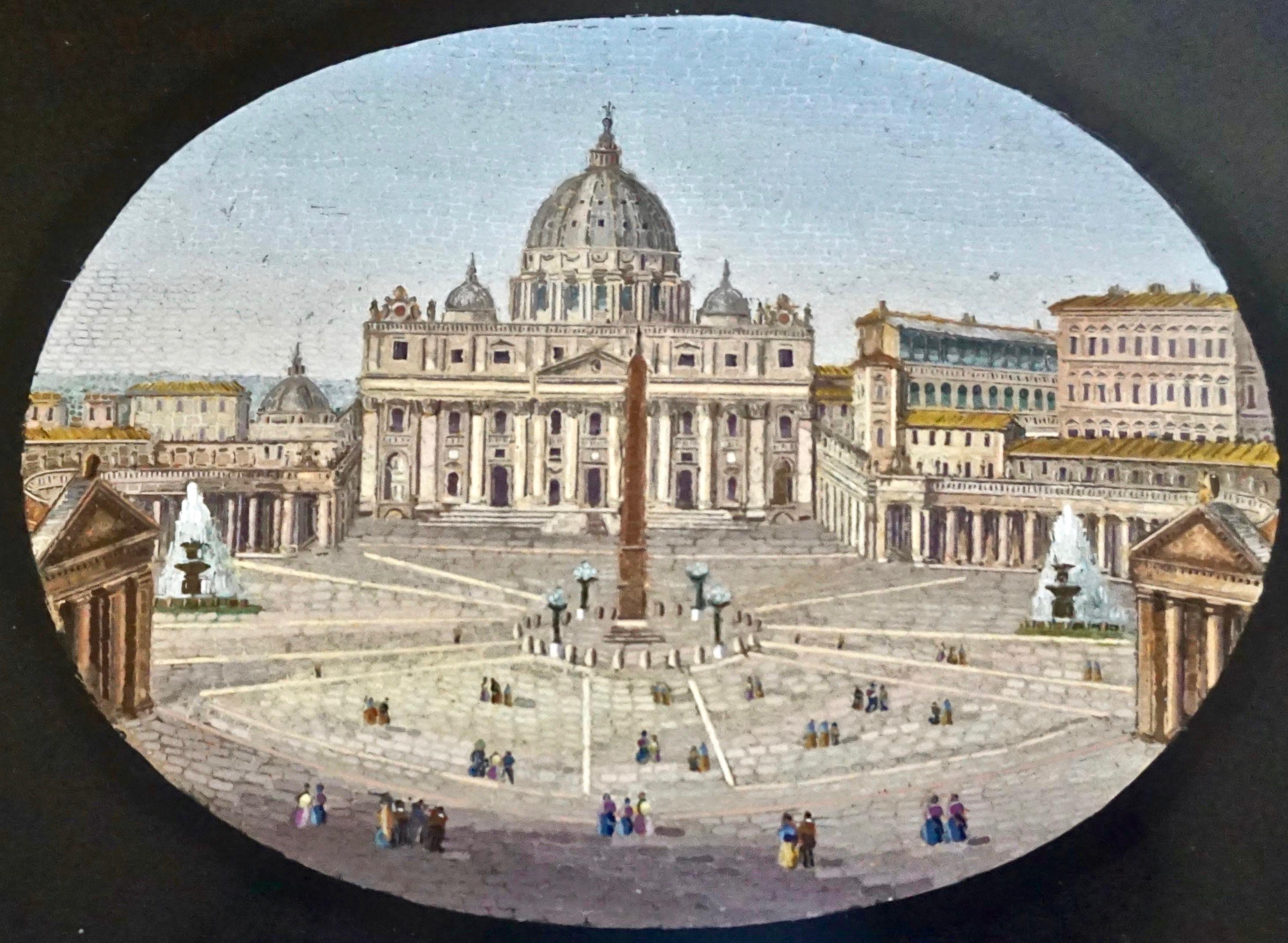 Mosaic 19th Century Italian Grand Tour Micromosaic Depicting St. Peter's Basilica