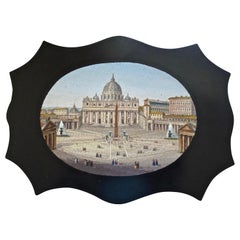 19th Century Italian Grand Tour Micromosaic Depicting St. Peter's Basilica