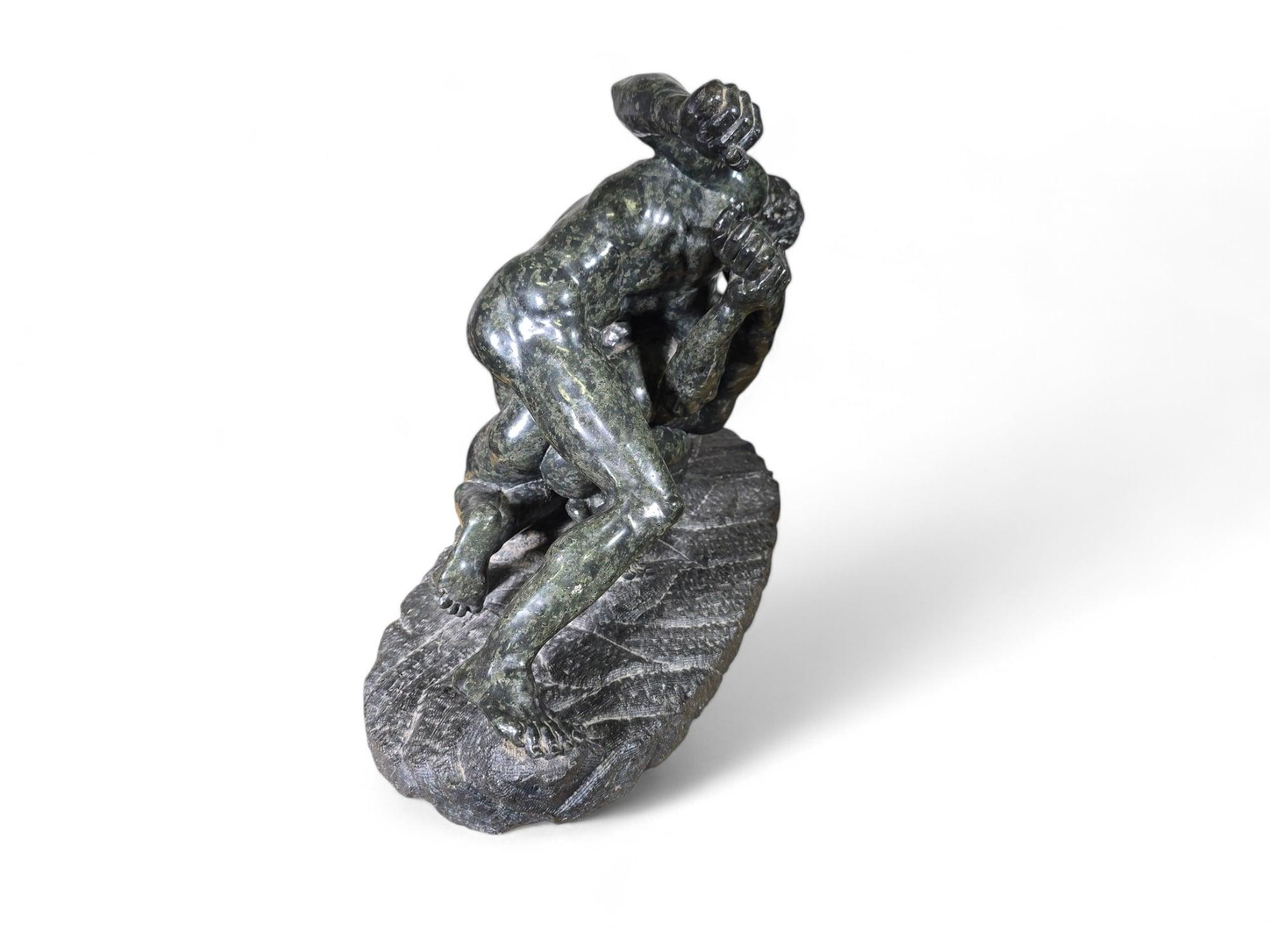 19th-Century Italian Grand Tour Sculpture – Uffizi Wrestlers in Serpentine Marbl For Sale 4