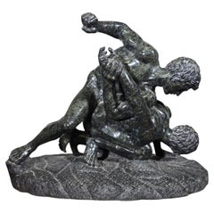 Italienische Grand-Tour-Skulptur des 19. Jahrhunderts - Uffizien-Ringer in der Serpentine Marbl