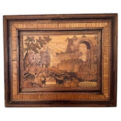 19th Century Italian Grand Tour Straw Painting / Marquetry on Wood, around 1880