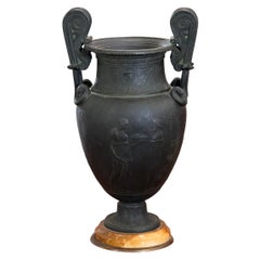 19th Century Italian Grand Tour Urn with Swan Handles on Marble Base