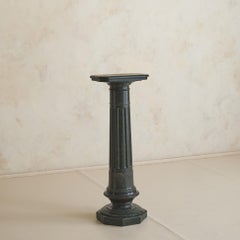 19th Century Italian Green Marble Pedestal with Fluted Column