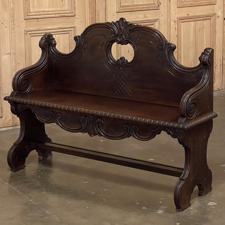 Hand-Carved 19th Century Italian Hall Bench For Sale