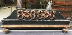 19th Century Italian Hand Carved Giltwood Painted in Dark Green Large Single Bed