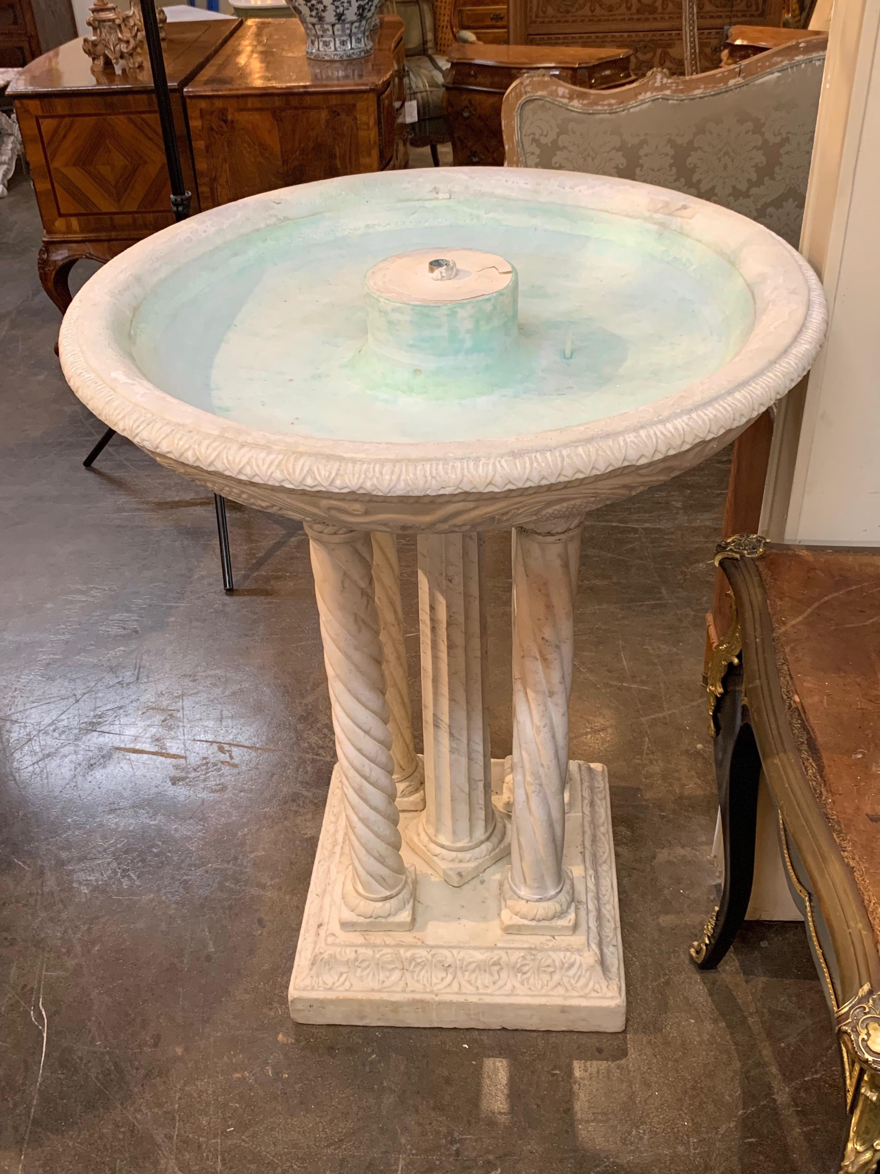 Beautifully hand carved 19th century Italian Carrara marble fountain. Very fine craftsmanship. Fountain can be used with or without the top piece.