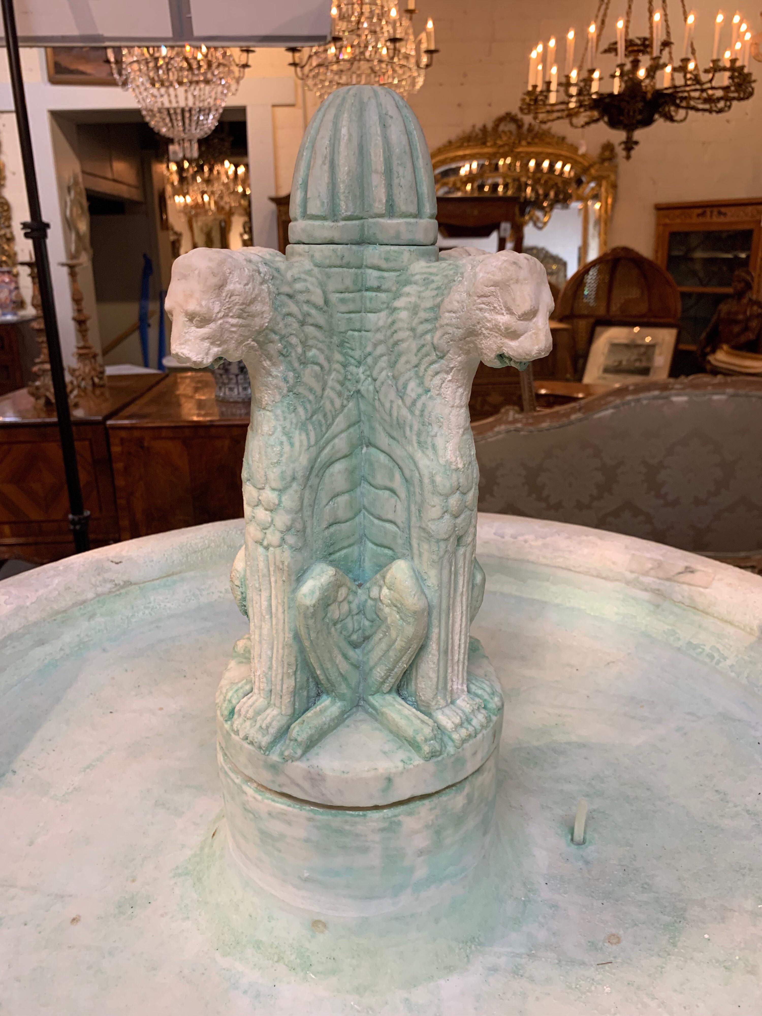 19th Century Italian Hand Carved Carrara Marble Fountain 3