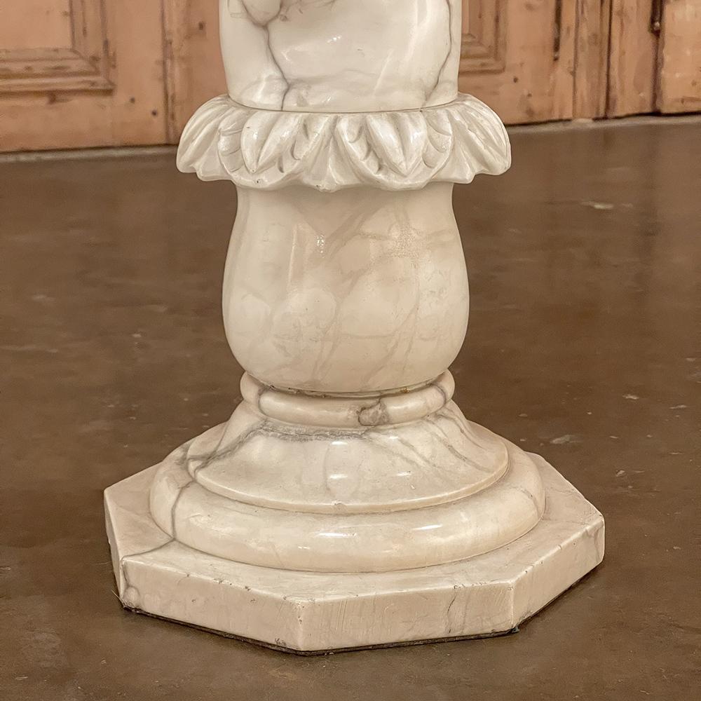 19th Century Italian Hand-Carved Carrara Marble Pedestal For Sale 7