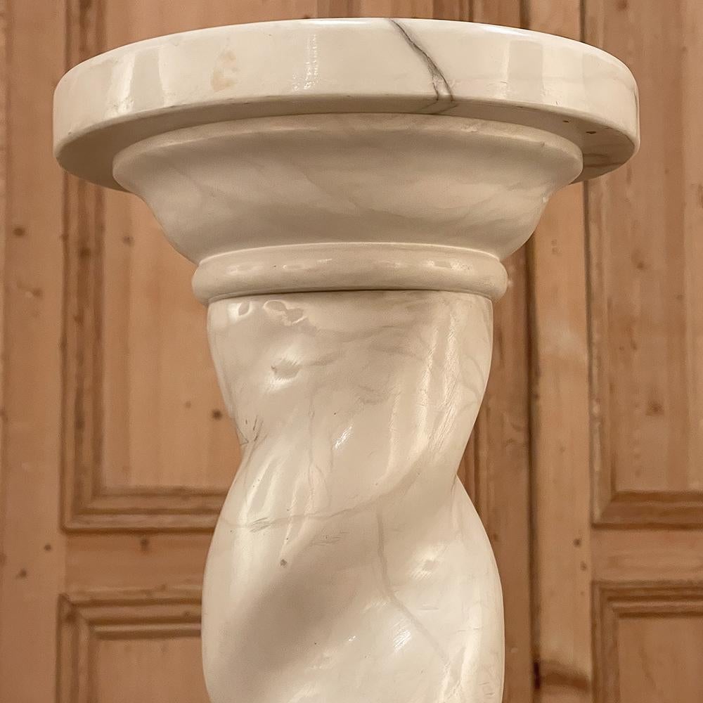 19th Century Italian Hand-Carved Carrara Marble Pedestal For Sale 8